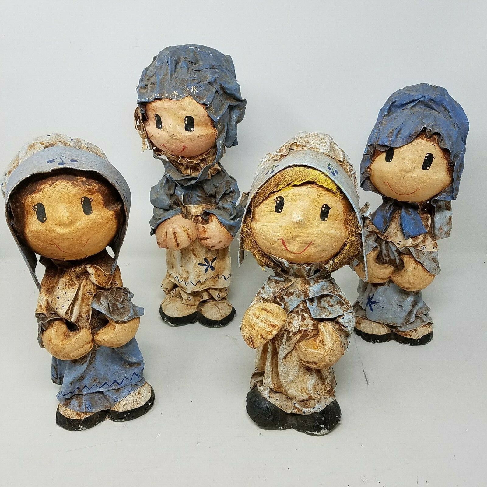 Vintage 4 Prairie Dolls Fabric Papier Mache Statues Colonial 70s Size ONE SIZE - 1 Thumbnail