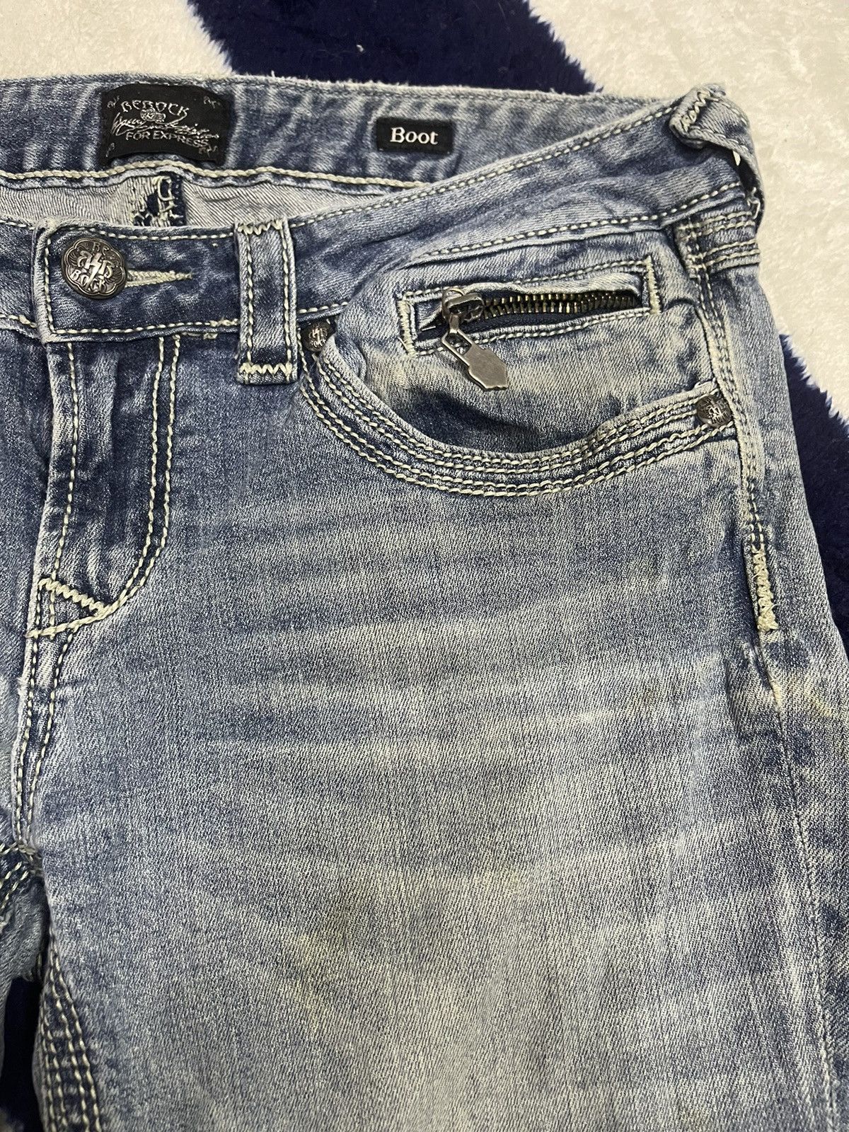 Japanese Brand Ne Rock for Express Distressed Flare Jeans (14) Size 33" - 13 Thumbnail