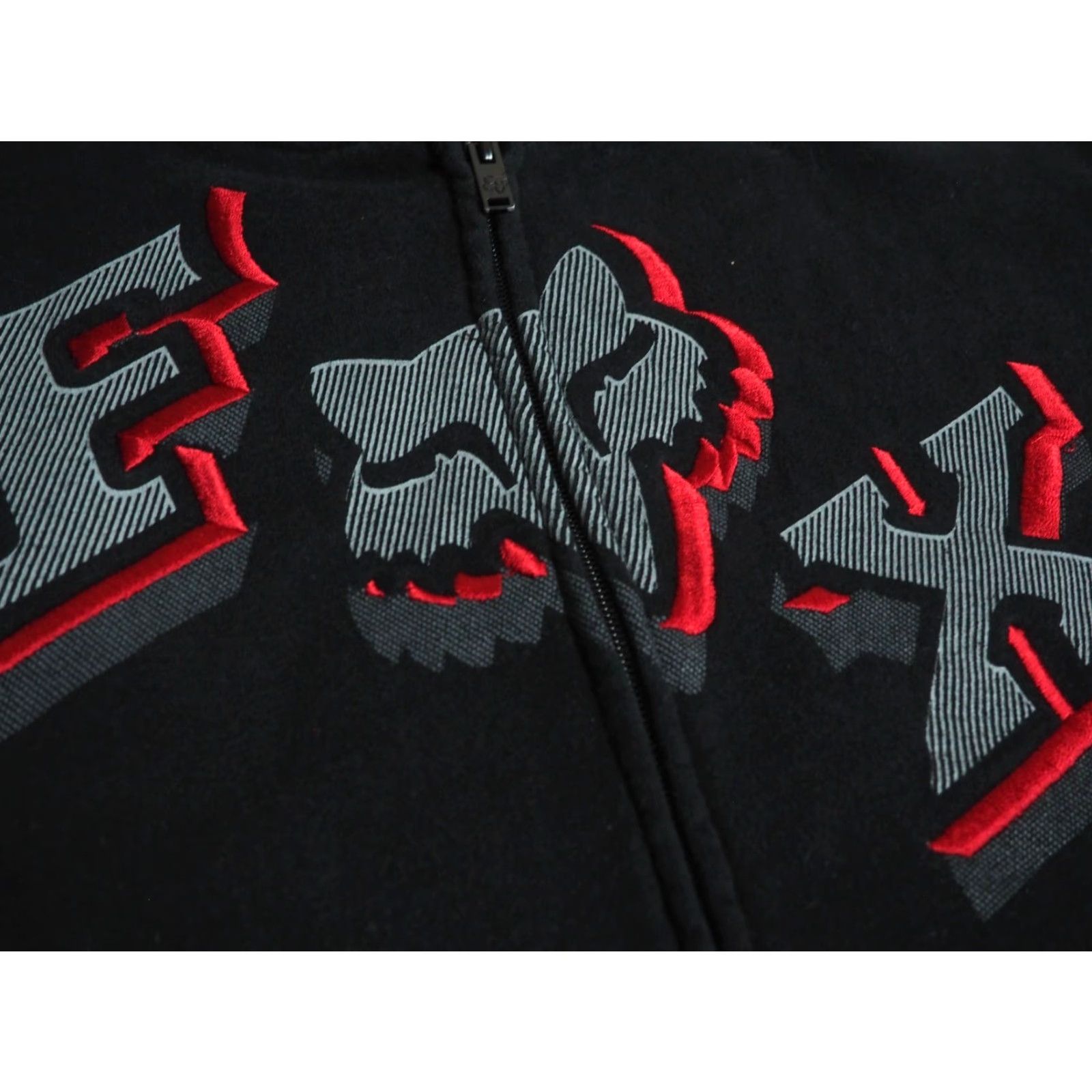Fox Racing VINTAGE Fox Racing Hoodie Zip Black Red Grunge 2000s MX Skate Crew Neck Hooded Pockets Logo Men S Sweatshirt Winter Fall Spring Size US S / EU 44-46 / 1 - 4 Thumbnail