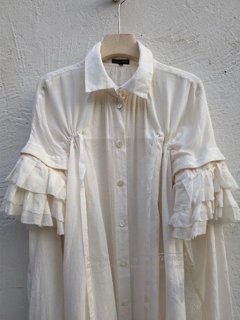 Ann Demeulemeester elegant long shirt with ruffled sleeves . Size US M / EU 48-50 / 2 - 4 Thumbnail