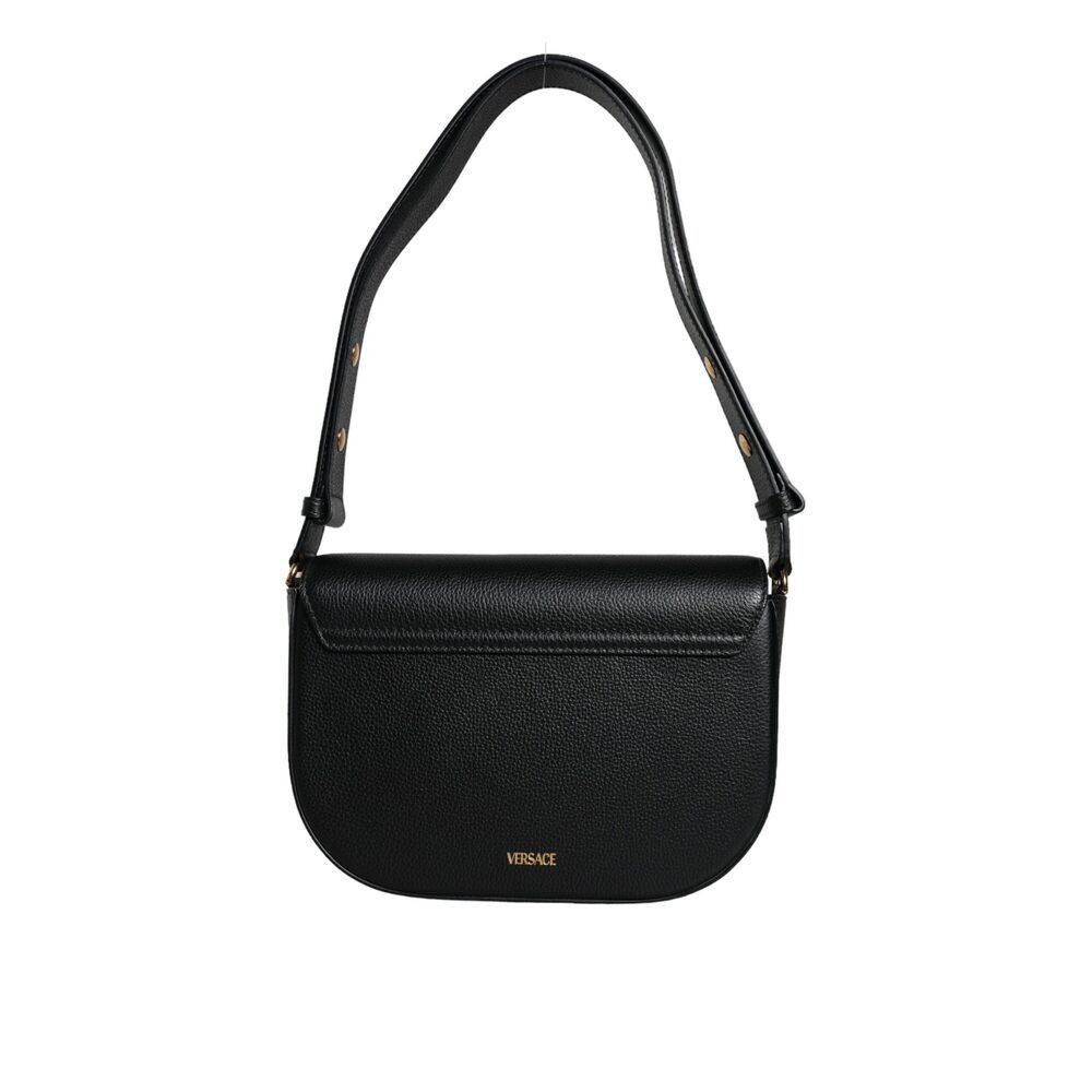 Versace Versace Black Grainy Calf Leather Logo Crossbody Shoulder Ba Size ONE SIZE - 3 Thumbnail