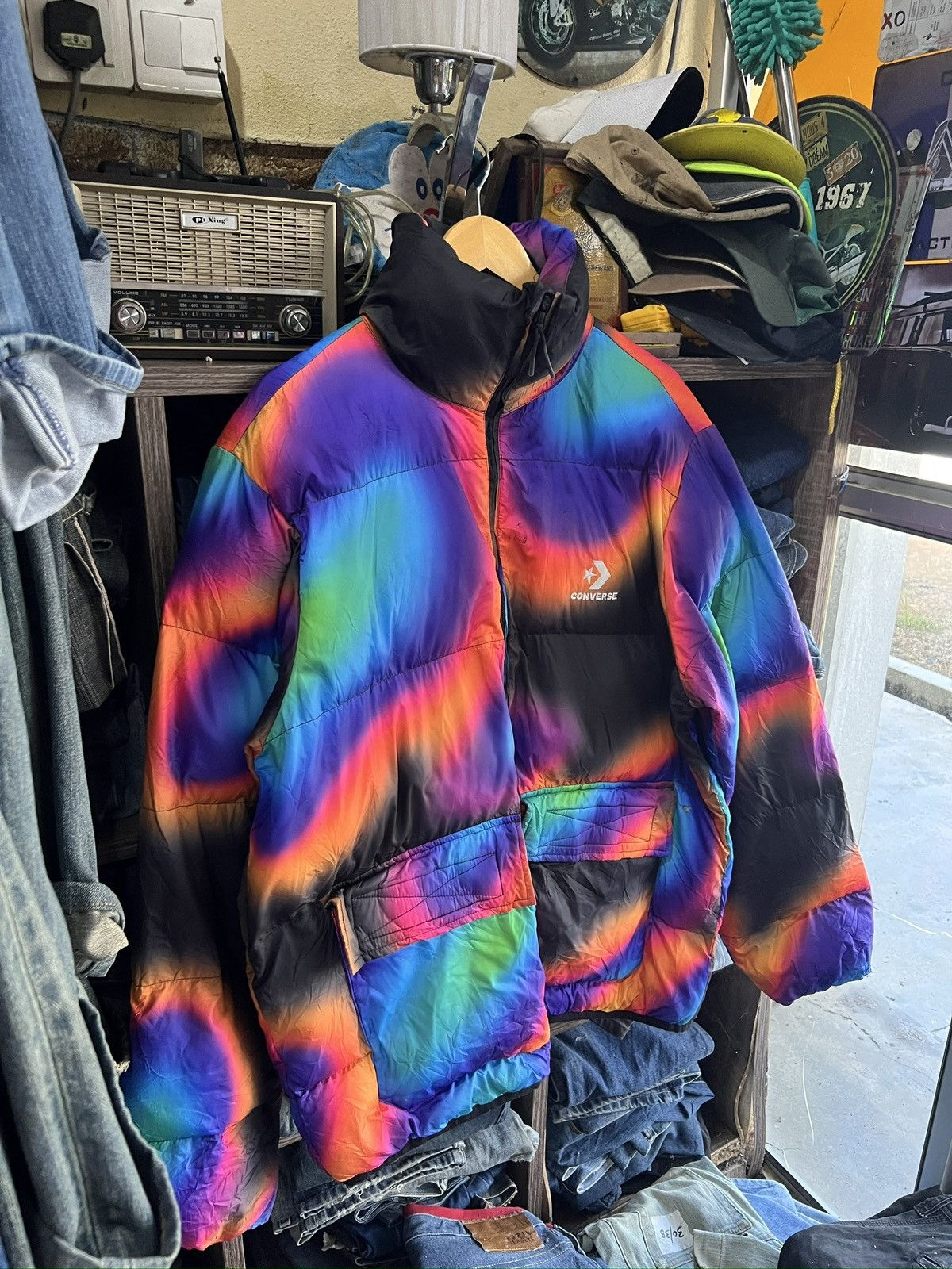 Converse 🔥Rare Distressed Converse Multicolor Puffer Jacket Size US L / EU 52-54 / 3 - 3 Thumbnail