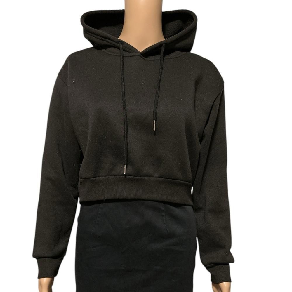 Shein SHEIN Black cropped hoodie Size S / US 4 / IT 40 - 1 Thumbnail