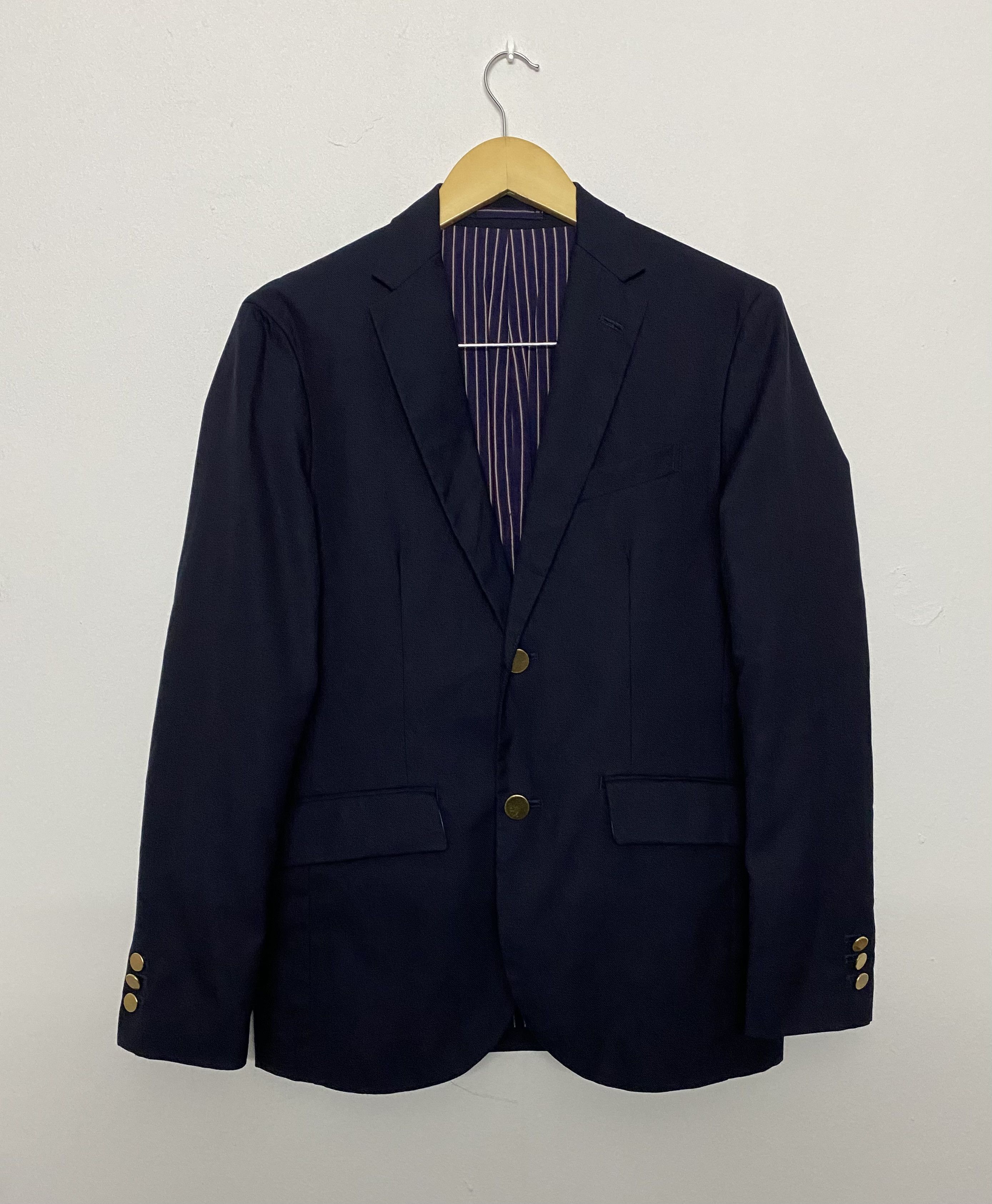 Edifice Japan 417 FOR ONE SEVEN by ÉDIFICE Navy Gold Button Coat Blazer Size US S / EU 44-46 / 1 - 1 Thumbnail