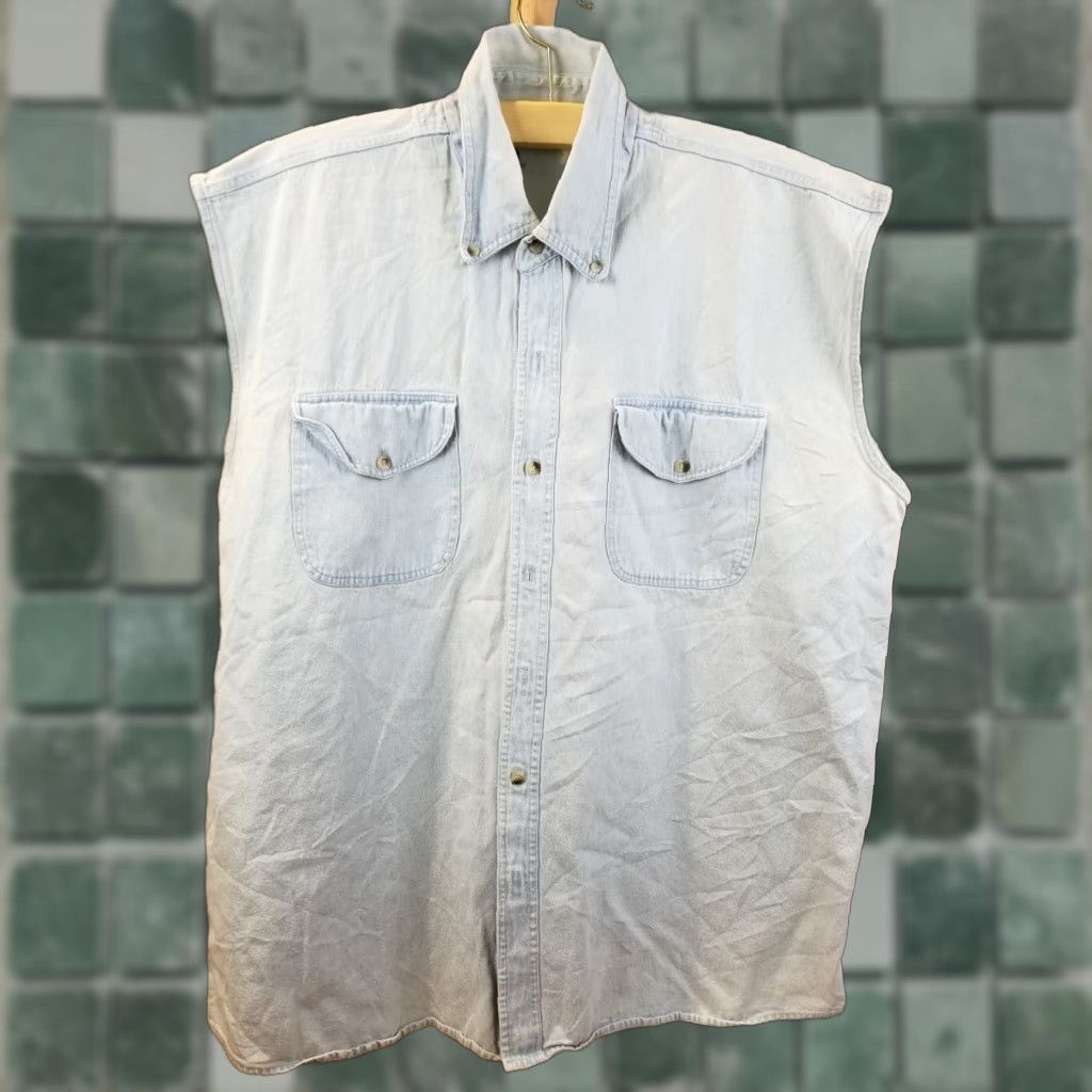 Denime VINTAGE 90' EXTREME TEXAS CHOPPERS DENIM SHORT SLEVEES SHIRT XXLARGE SHIRT Men Blue 2XL 27 INCH 33 INCH Short Sleeve Button-Up Denim Shirt Size US XXL / EU 58 / 5 - 1 Thumbnail