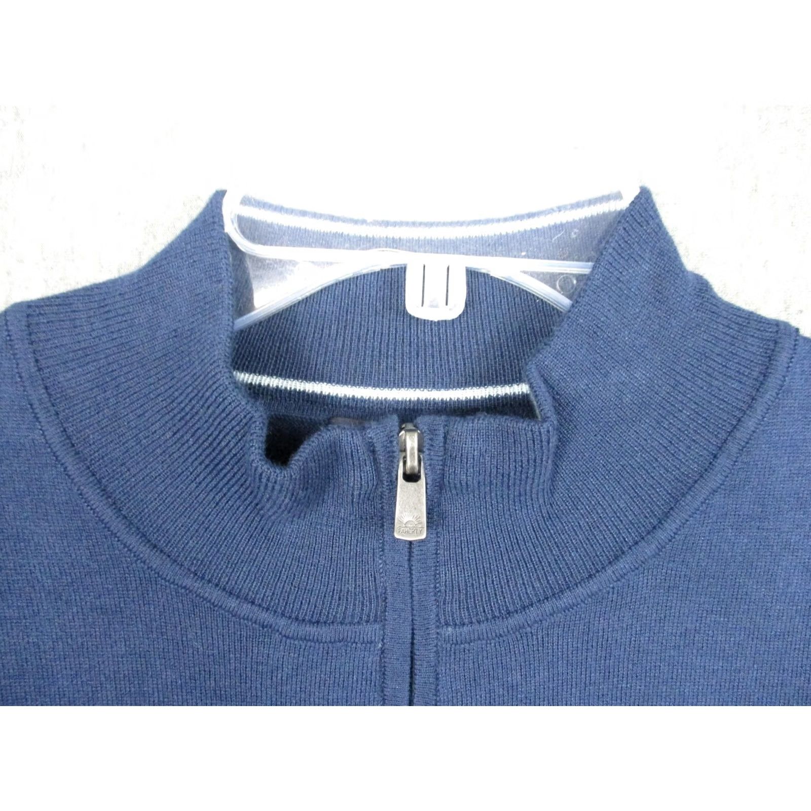 Faherty Faherty Mens Sweater L Blue 1/4 Zip Mock Neck Knit Pullover Coolmax Moisture Wicking Size US L / EU 52-54 / 3 - 2 Thumbnail