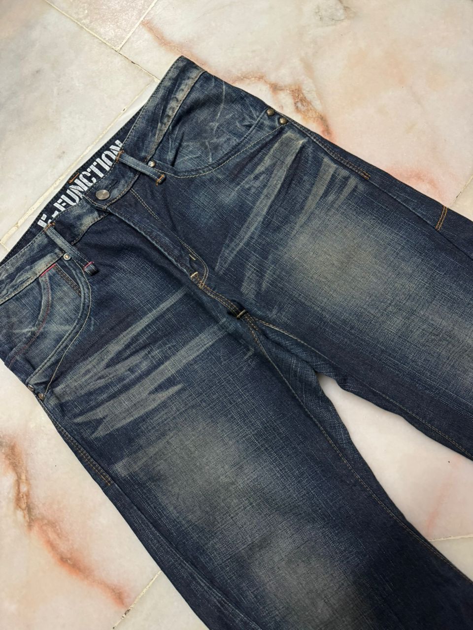 Edwin 💥VINTAGE Y2K E-FUNCTION EDWIN WHISKER MUDWASH DARK JEANS Size US 32 / EU 48 - 6 Thumbnail
