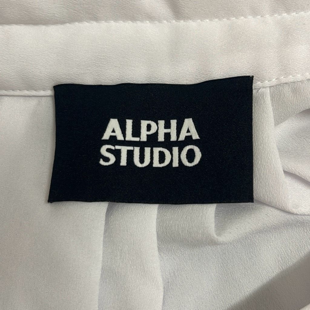 Alpha Studio Alpha Studio Womens M/L Button Front Blouse White Sheer Long Size L / US 10 / IT 46 - 6 Thumbnail