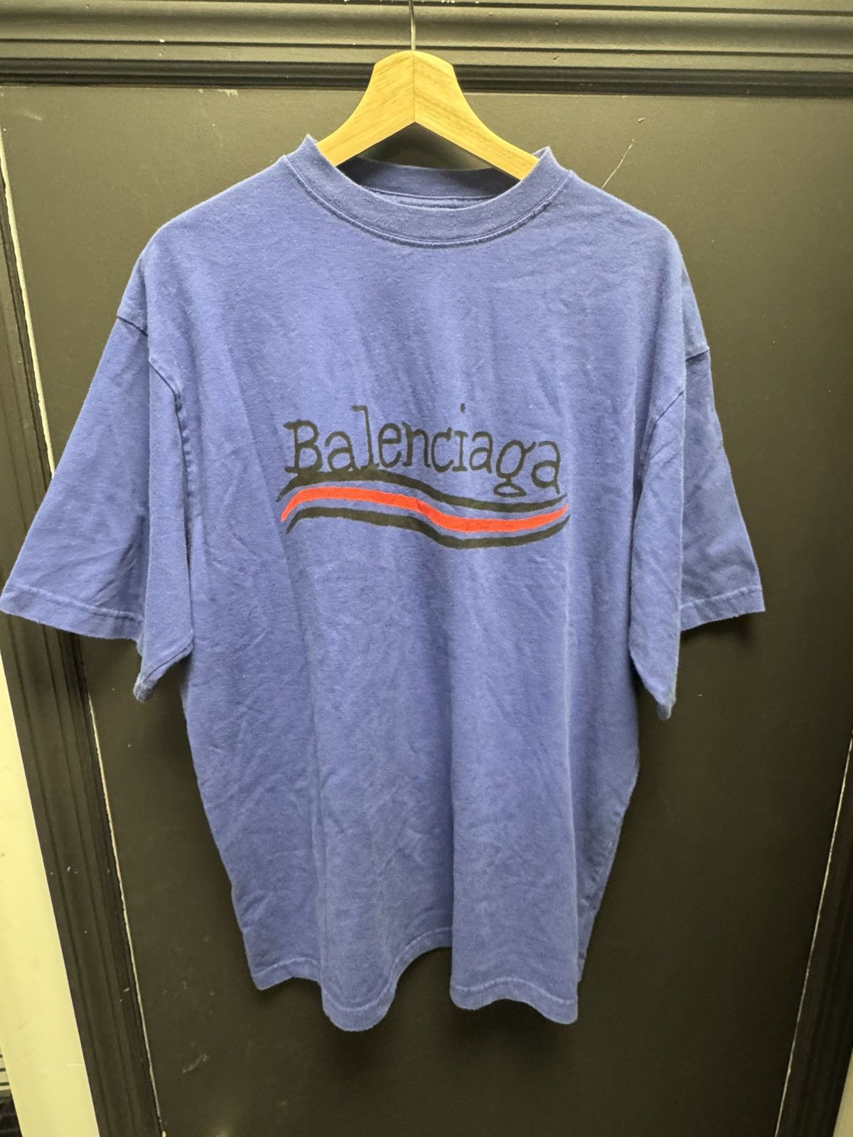 Balenciaga Balenciaga Hand Drawn Political Campaign Tee Blue Size US S / EU 44-46 / 1 - 1 Thumbnail