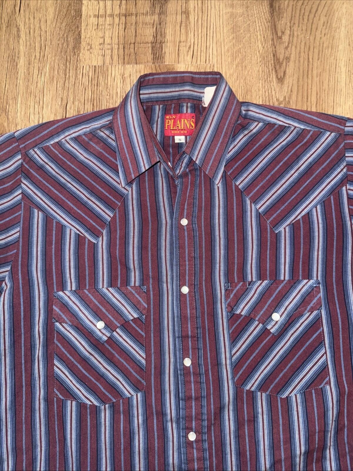 Plain Gravy Plains Pearl Snap Men's Small Shirt Red Western Stripe Size US S / EU 44-46 / 1 - 3 Thumbnail