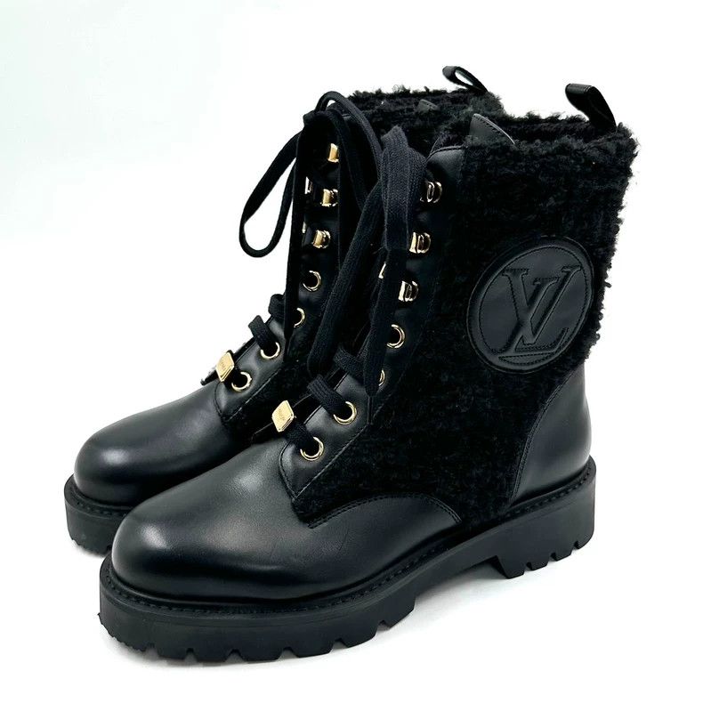 Louis Vuitton Louis Vuitton Lamb wool black large logo Doc Martens boots Size US 7.5 / IT 37.5 - 1 Thumbnail