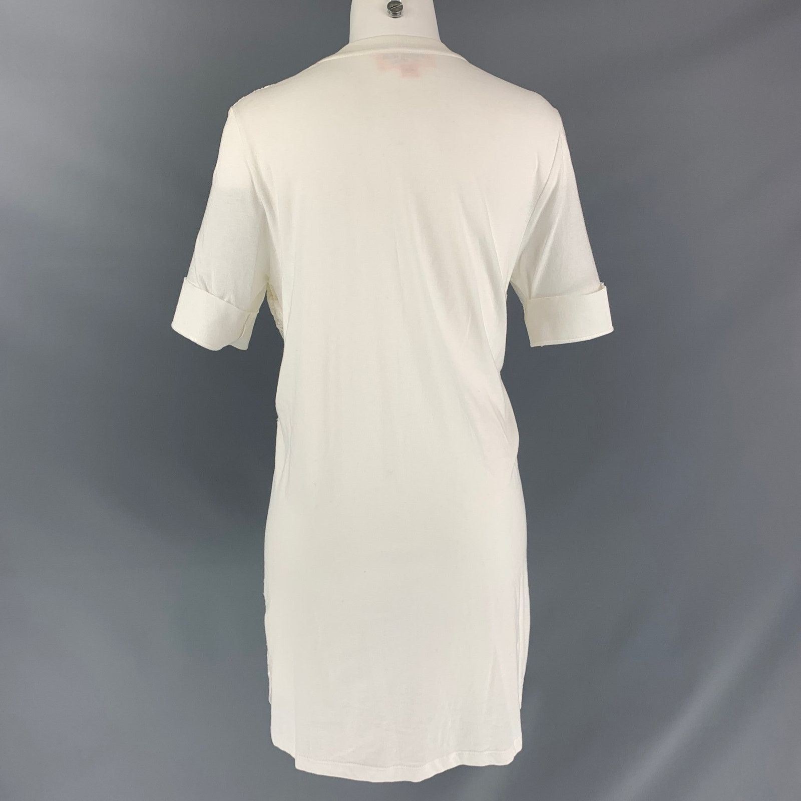Giambattista Valli GIAMBATTISTA VALLI White Cotton Short Sleeve T-shirt Dress Size M / US 6-8 / IT 42-44 - 3 Thumbnail