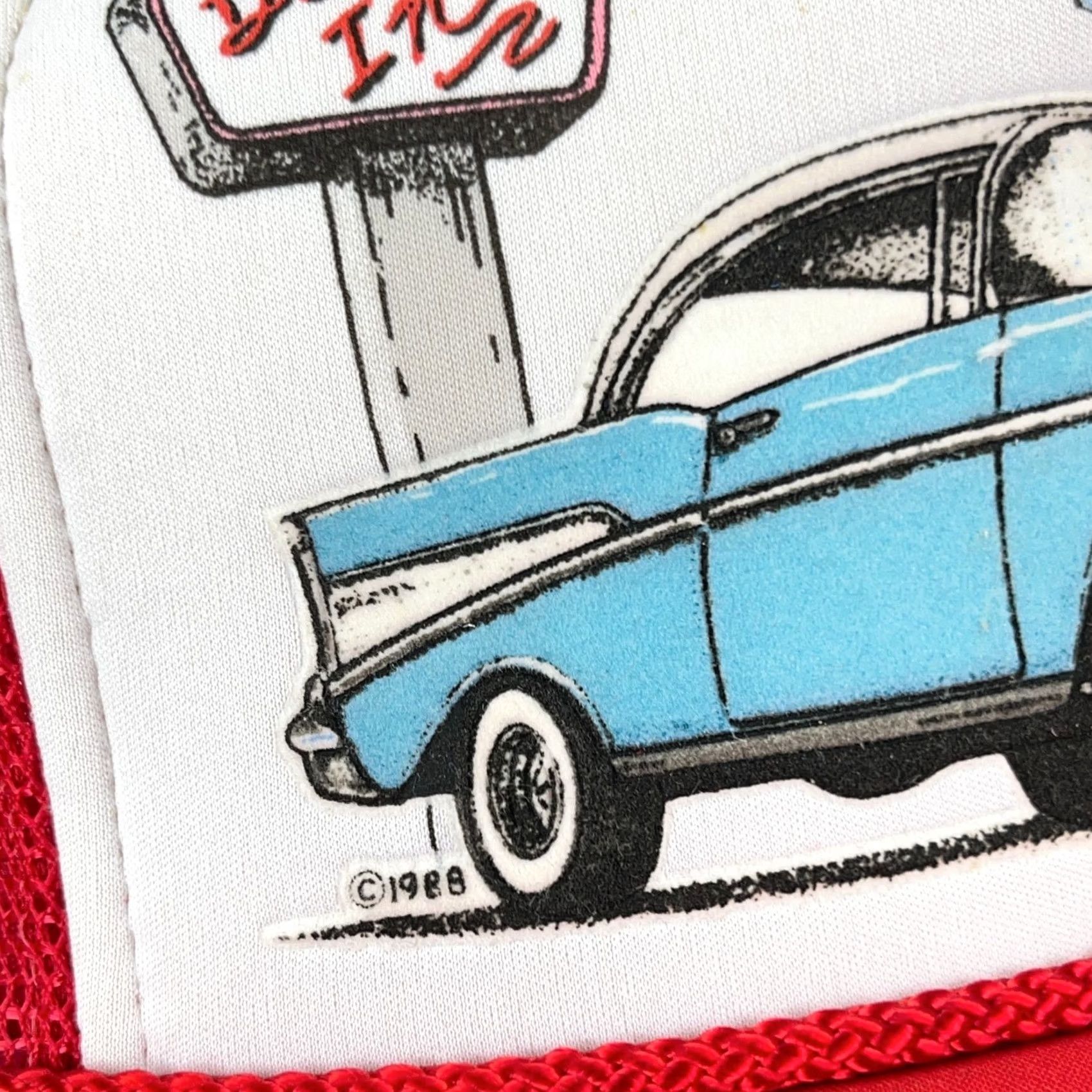 Vintage VINTAGE 57 Chevy Trucker Hat Cap Snapback Red White Drive In Car Show 80s 90s AZ Size ONE SIZE - 4 Thumbnail