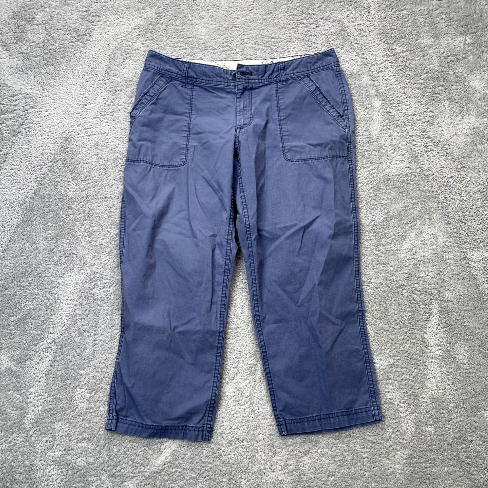 Eddie Bauer Eddie Bauer Pants Womens 6 Blue Cropped Cotton Stretch Ripstop Straight Leg Logo Shirt Size 28" / US 6 / IT 42 - 2 Thumbnail