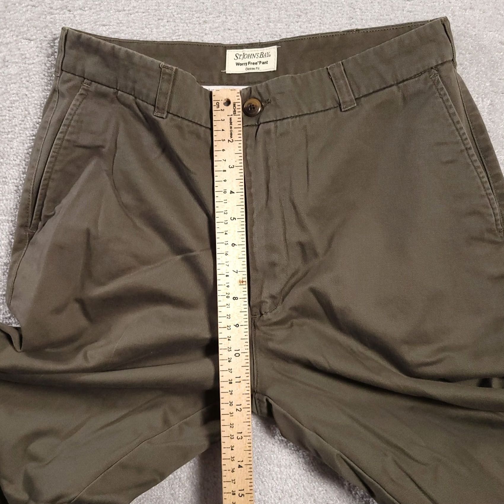 Vintage St John Bay Worry Free Classic Fit Pants Beige Khaki 33x32 Mens Casual Business Travel 30.5in Inseam Tapered Chino Cotton Twill Regular Slim/Fit? Size US 33 - 6 Thumbnail