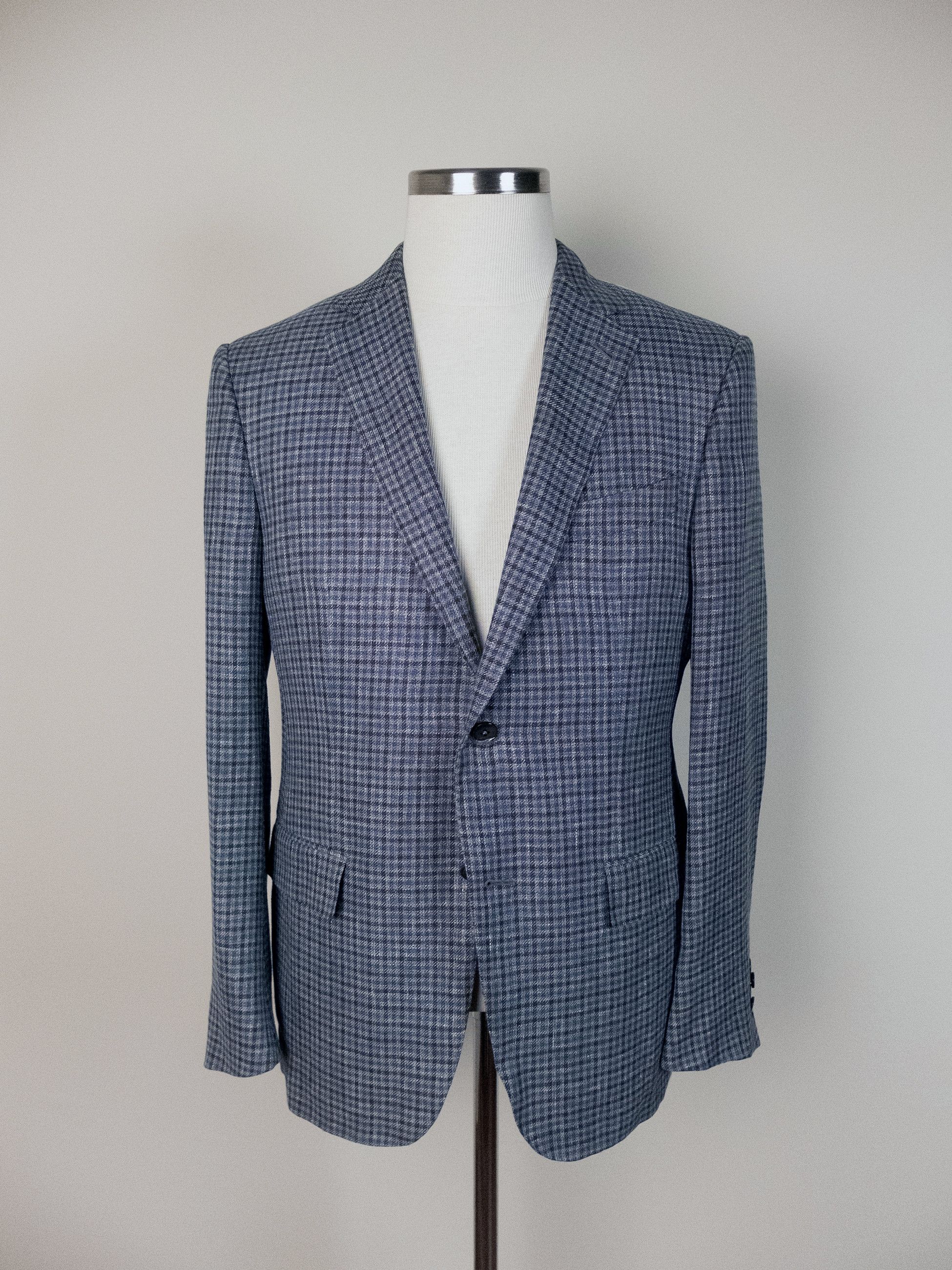 Ermenegildo Zegna ERMENEGILDO ZEGNA gray gingham linen wool silk sportcoat Size 40R - 1 Thumbnail