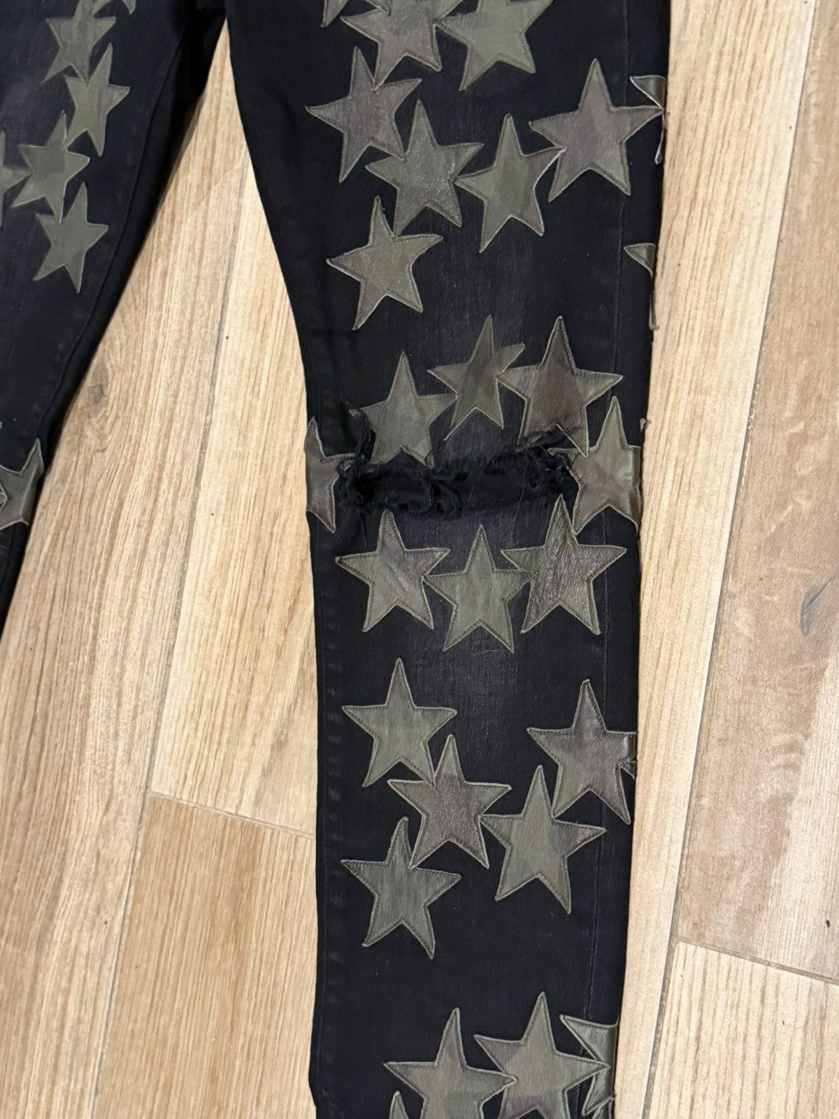 Amiri Amiri X Chemist Camo Leather Star Patch Blk Denim Jeans Size US 32 / EU 48 - 5 Thumbnail