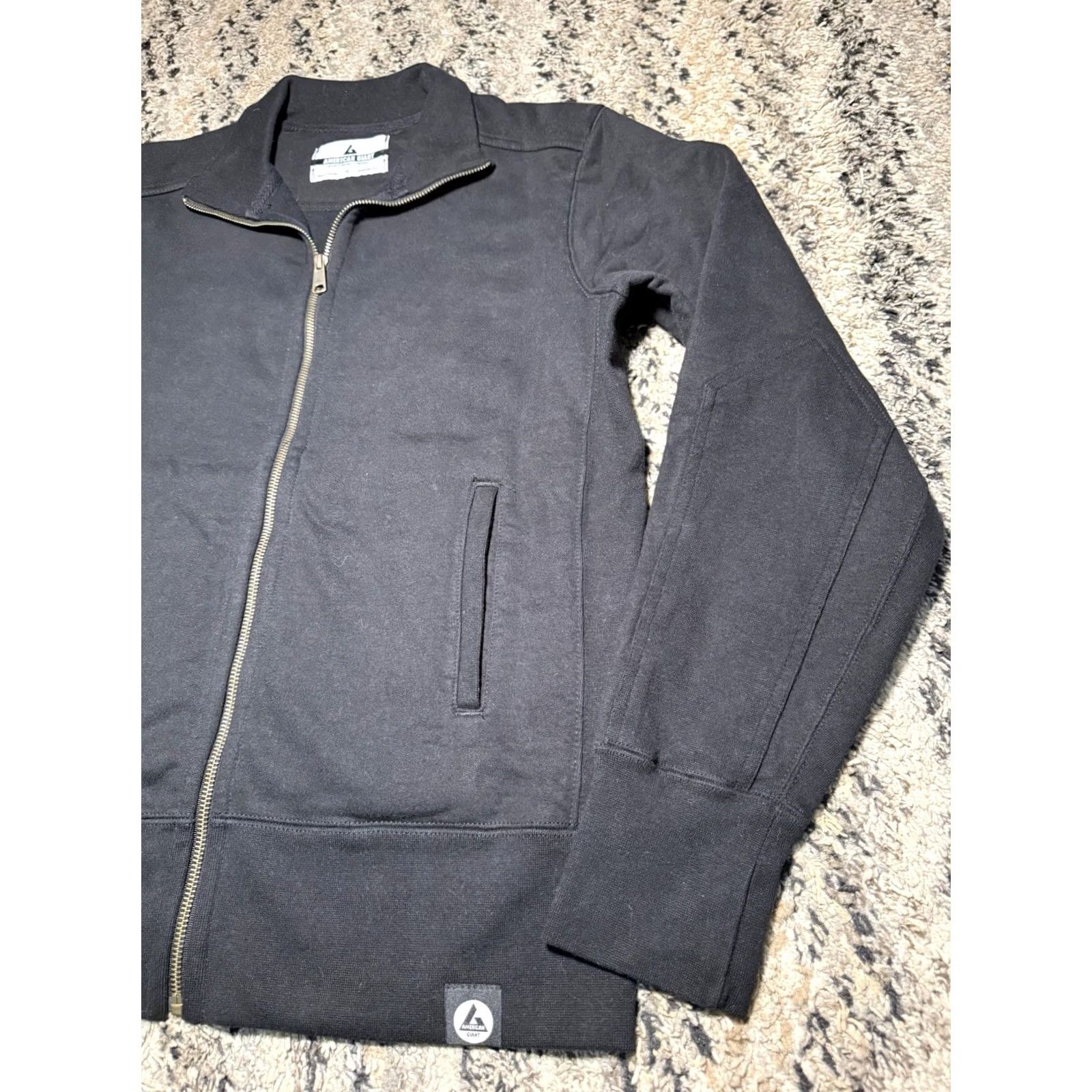 Vintage VINTAGE American Giant Moto Full Zip Sweatshirt Mens S Black Heavyweight Made USA Size US S / EU 44-46 / 1 - 2 Thumbnail