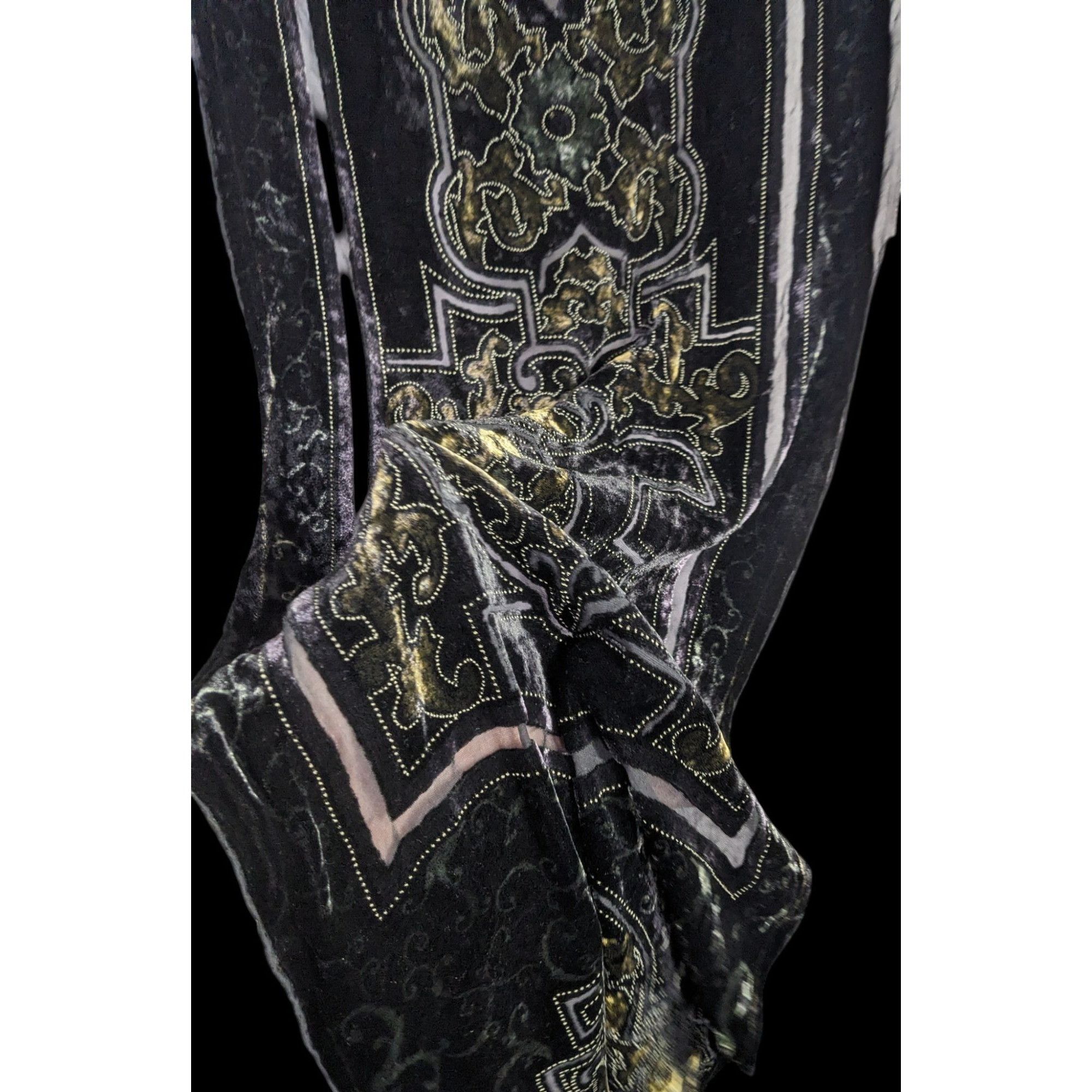 Chicos Chicos Black Burnt Velvet Scarf With Gold Baroque Print Size ONE SIZE - 6 Thumbnail