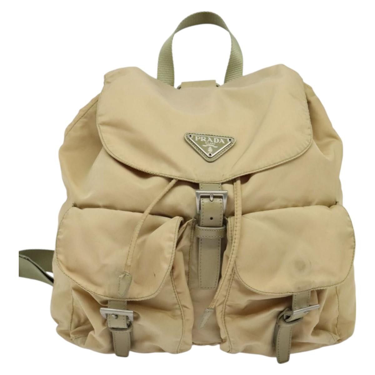 Prada Tessuto Beige Synthetic Backpack Bag (Pre-Owned) Size ONE SIZE - 1 Thumbnail