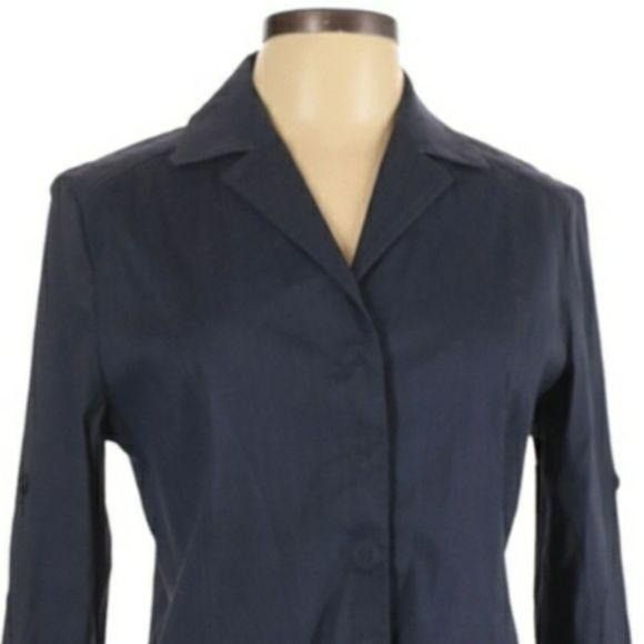 Elie Tahari Tahari Linen Blazer L Jacket Linen Dark Wash Long Tab Sleeve Size L / US 10 / IT 46 - 6 Thumbnail