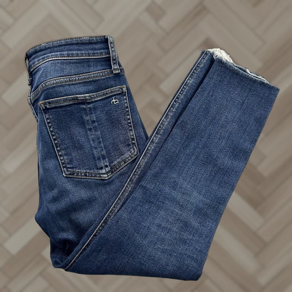 Rag & Bone rag & bone jeans Skinny Blue 25 Womens Denim Rag & Bone Cate Mid Rise Ankle Raw Hew Skinny Denim Blue Jeans Women's 25 Size 42" / US 20 - 1 Thumbnail