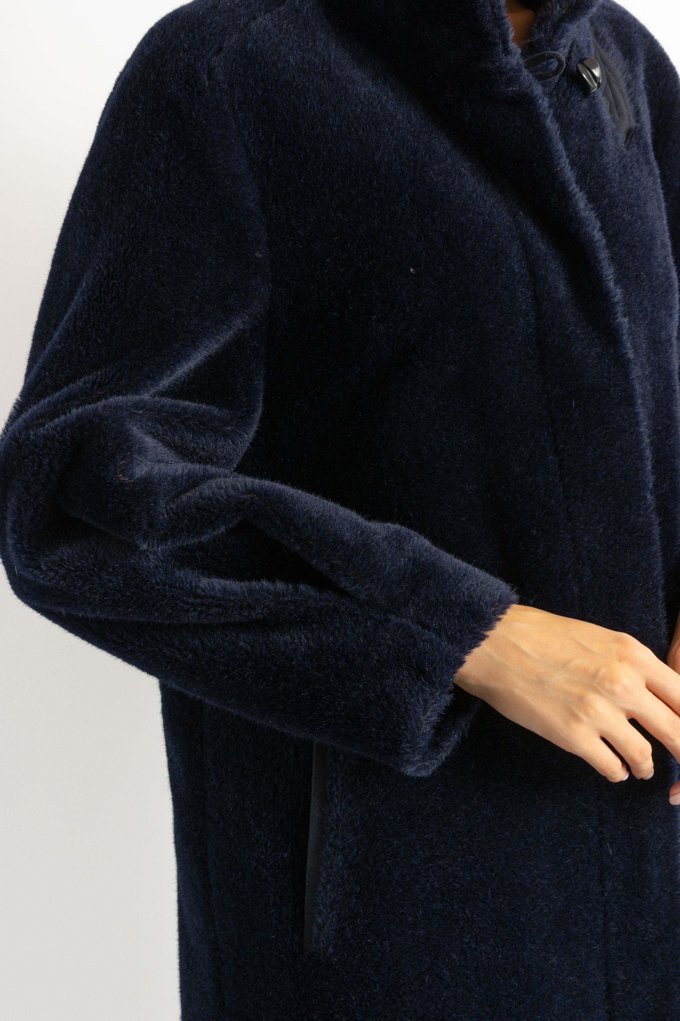 Vintage Navy Blue Alpaka Coat Women Vintage 80s winter coat 6072 Size M / US 6-8 / IT 42-44 - 6 Thumbnail