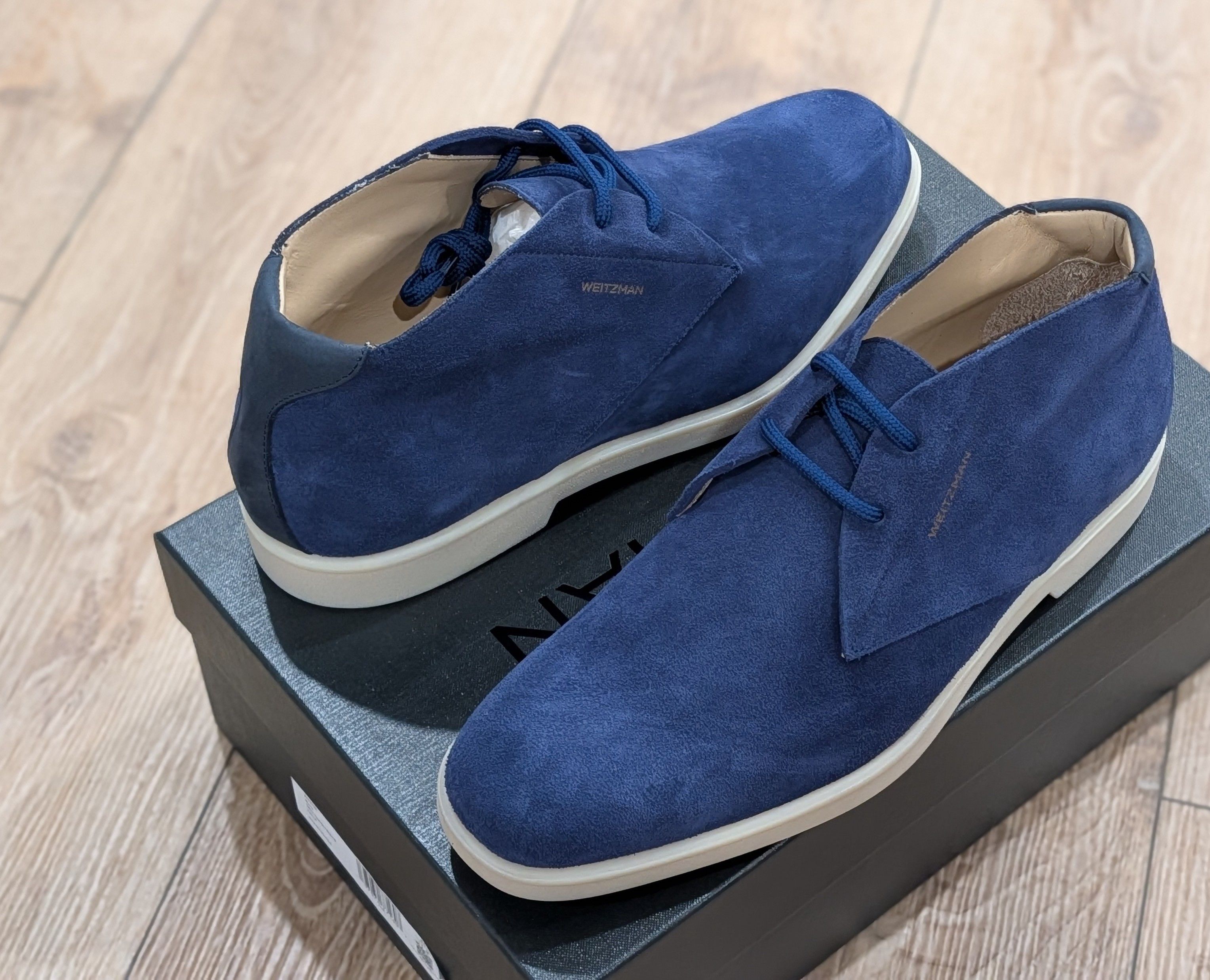 Stuart Weitzman Stuart Weitzman "Austin" Suede Oxford Boots Navy 44 US 11 Size US 11 / EU 44 - 1 Thumbnail