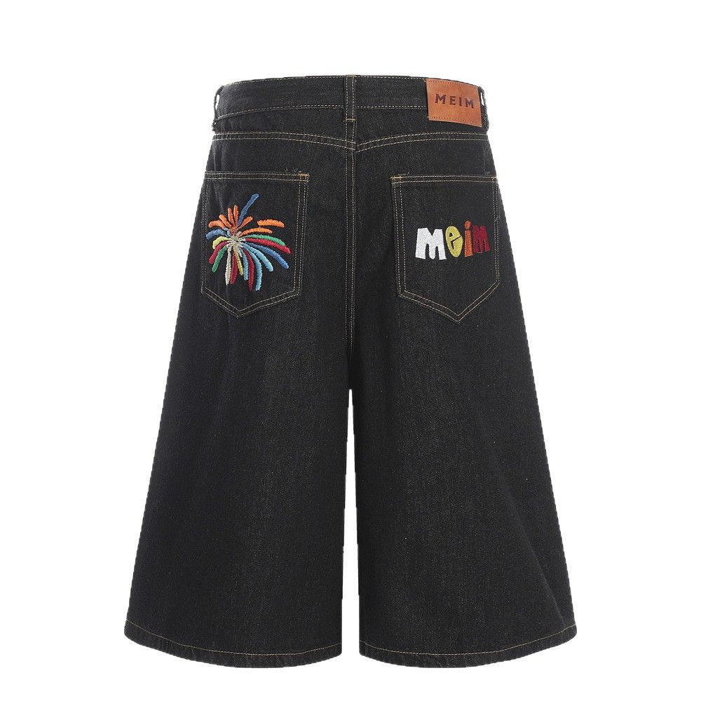 Japanese Brand × Jean Men's loose casual washed fireworks embroidered denim shorts Size US 32 / EU 48 - 1 Thumbnail