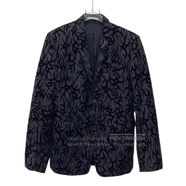 Dior Dior Black thorn full-print wool lapel single-breasted lon Size 44R - 1 Thumbnail