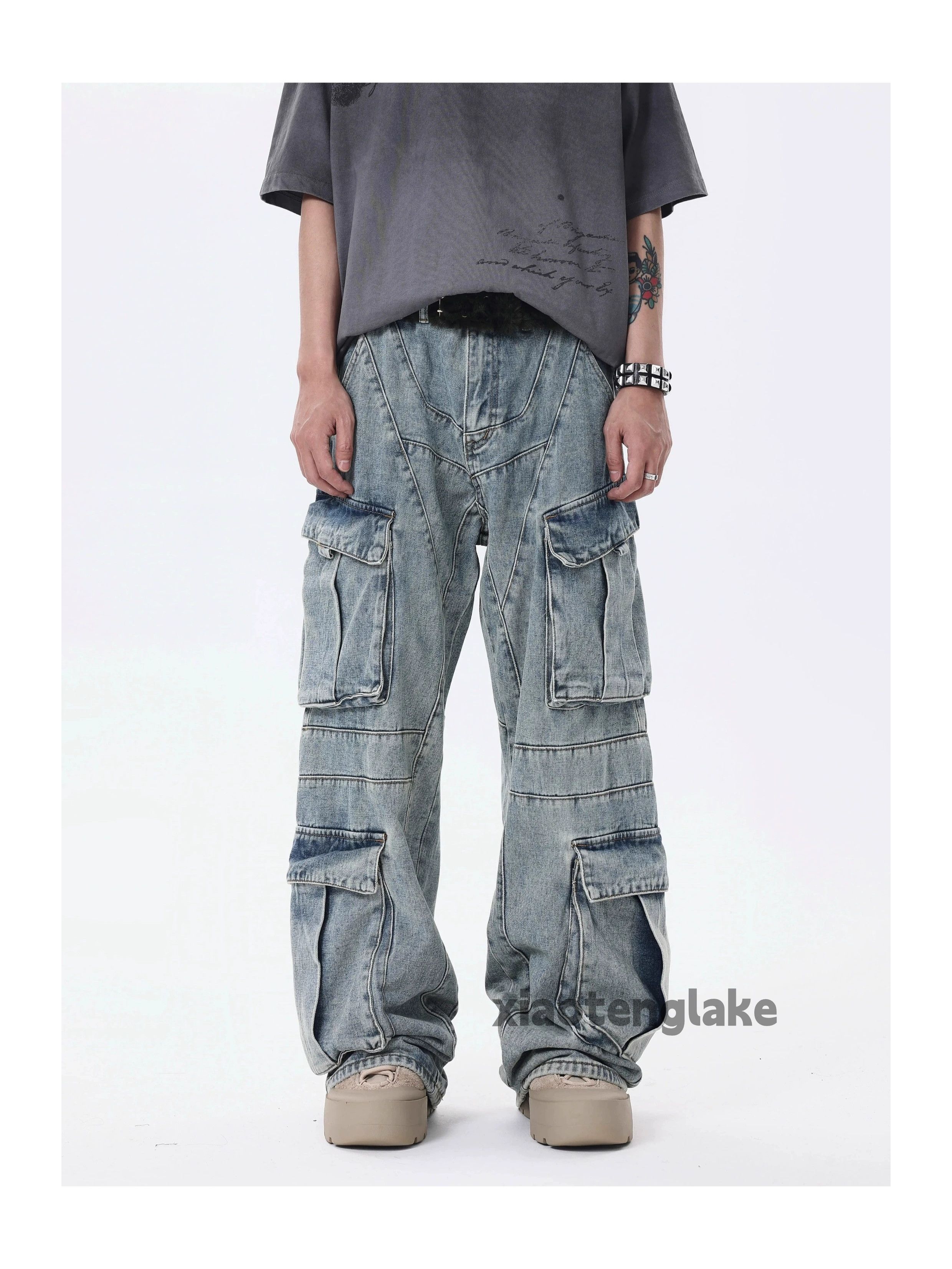 Jean × Vintage washed faded skate hiphop loose baggy cargo jeans Size US 26 / EU 42 - 6 Thumbnail