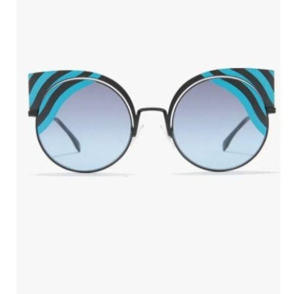 Fendi Fendi Womens Blue Cat Eyes Metal Frame 53mm Modified Sunglas Size ONE SIZE - 2 Thumbnail