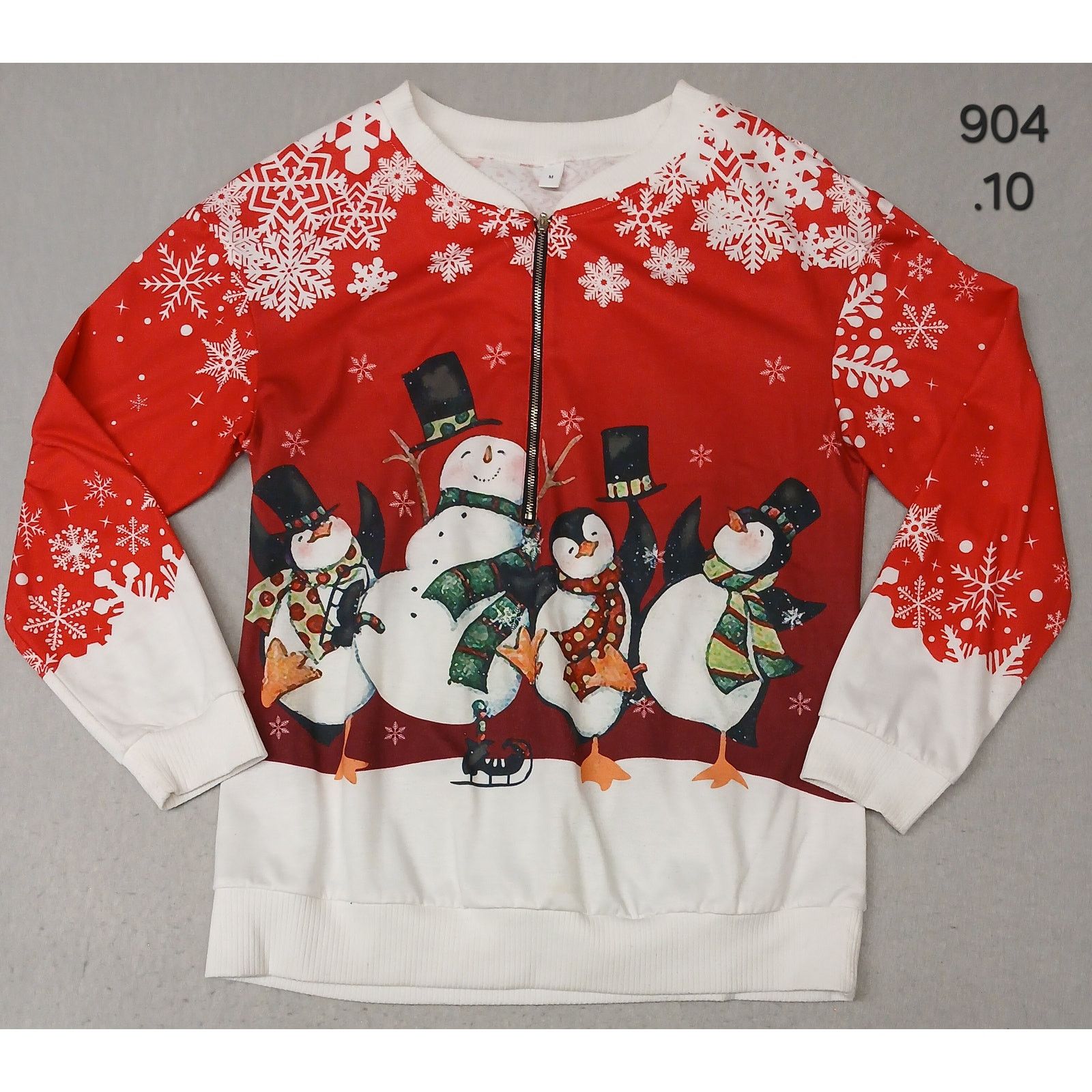 Other Women's (Medium) Ugly Xmas Zip Pullover Fleece Sweatshirt Size M / US 6-8 / IT 42-44 - 1 Thumbnail