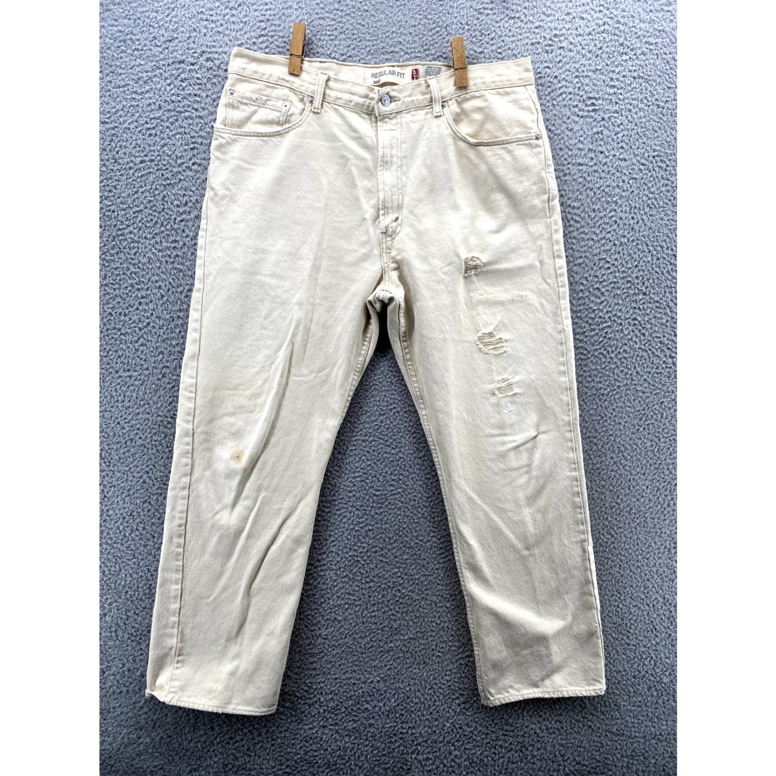 Levi's Levi's 505 Jeans 38x29 Ivory Denim Straight 90s Y2K Skate Western Mens Size US 38 / EU 54 - 2 Thumbnail