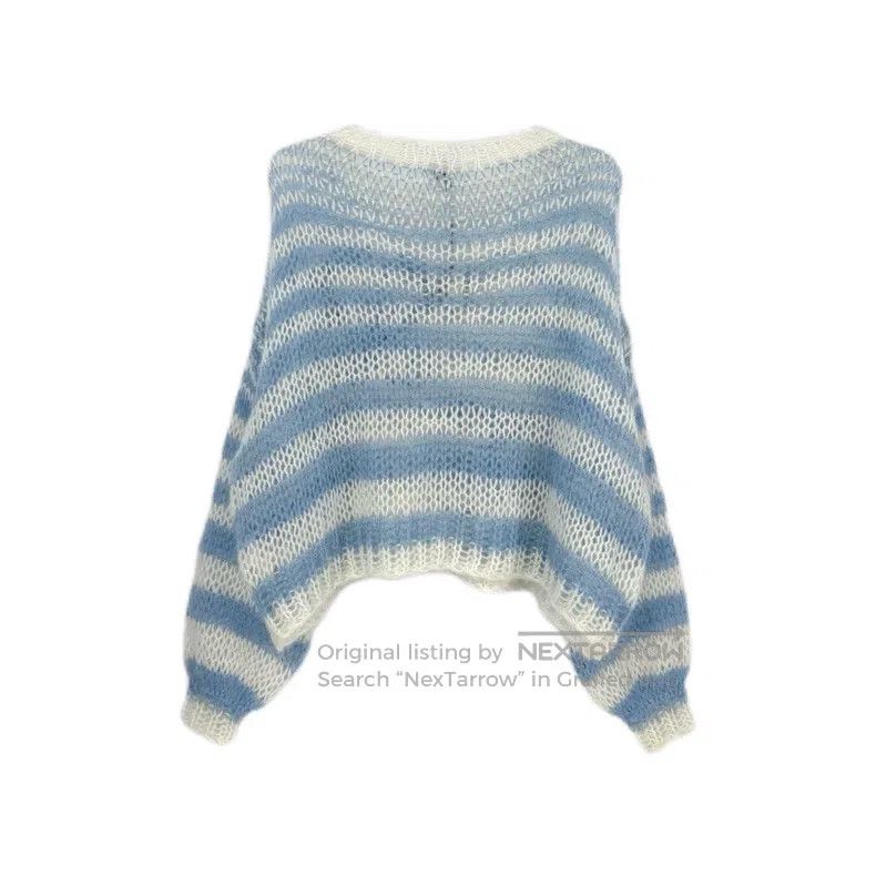 Loewe Loewe Navy Blue and White Striped Classic Big Logo Mohair Size XS / US 0-2 / IT 36-38 - 2 Thumbnail