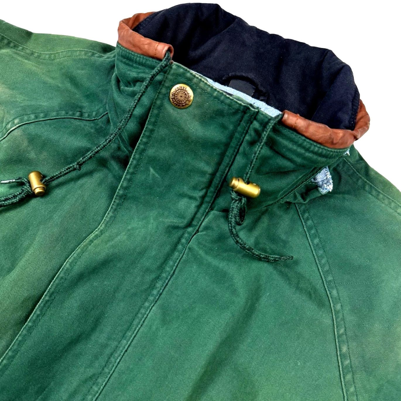 Vintage Zeidler Jacket Mens L Green Cotton Canvas Leather Collar L/S Bomber Front Pockets Size US L / EU 52-54 / 3 - 2 Thumbnail