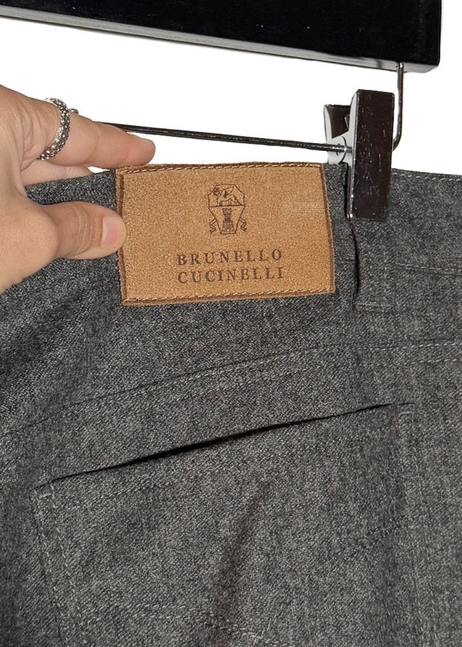 Brunello Cucinelli Brunello Cucinelli Grey Wool Flannel Pants Size US 38 / EU 54 - 6 Thumbnail