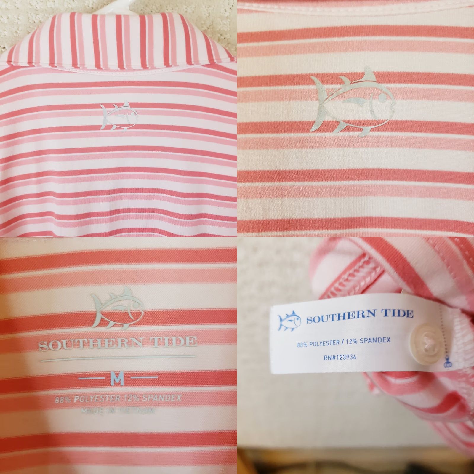 Southern Tide Southern Tide Striped Performance Polo Shirt Men M Polyester Spandex Coral White Polo Shirt Golf Beach Walking VINTAGE? Size US M / EU 48-50 / 2 - 8 Thumbnail