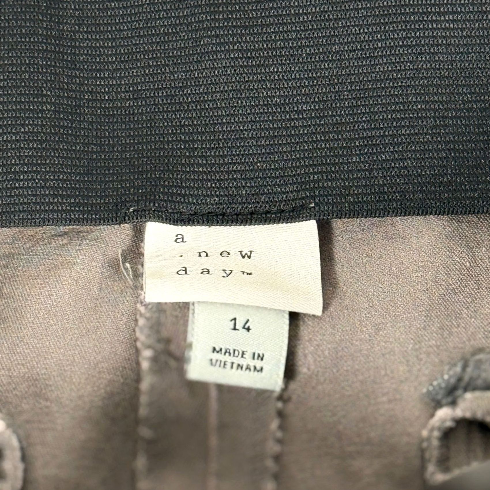 Vintage A New Day Pants Women 14 Beige WorkWear Tapered Elastic Waistband Side fly hook Zip Size 36" / US 14 / IT 50 - 6 Thumbnail