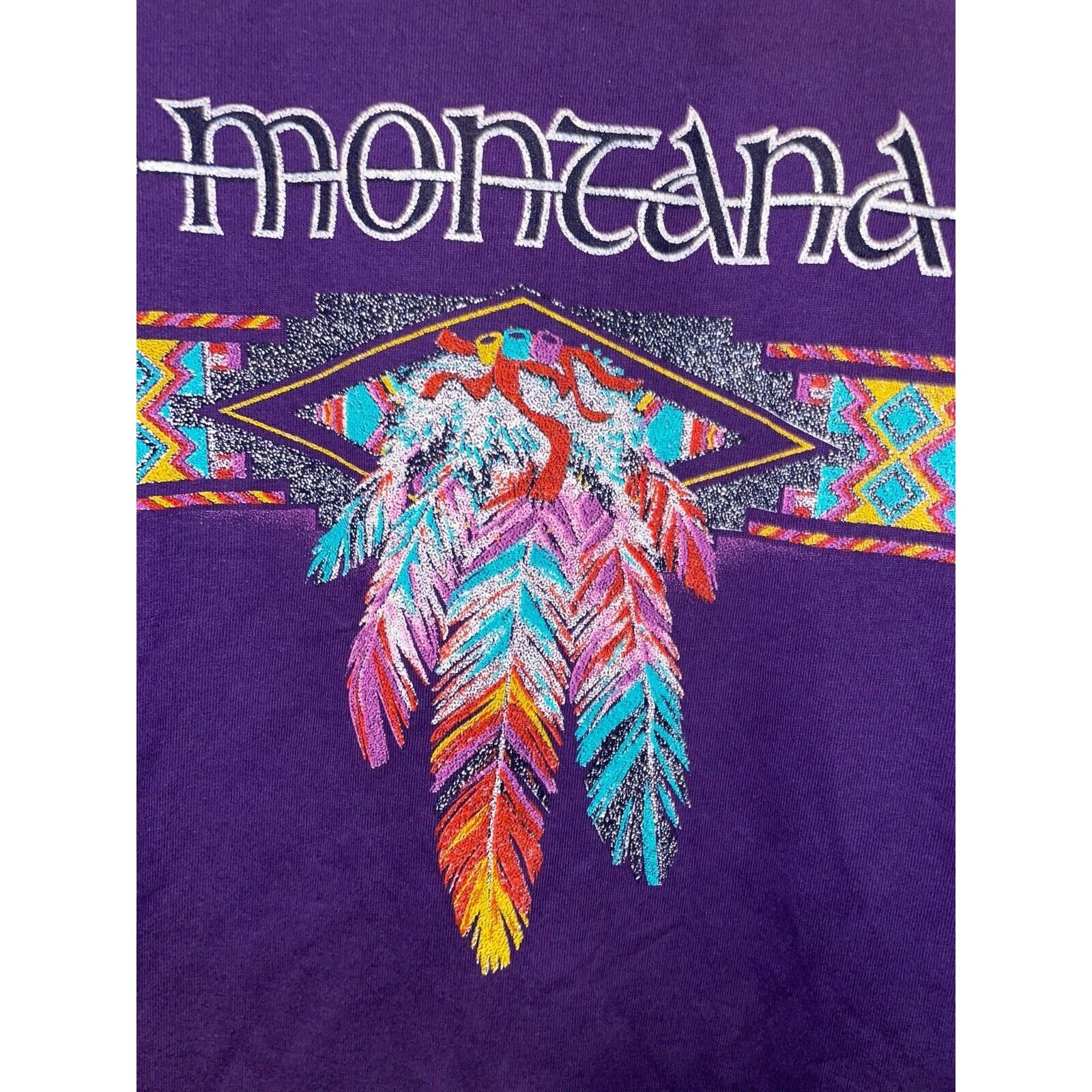 Jerzees Vintage Montana Native American Shirt Tee Feather 90s Large Size US L / EU 52-54 / 3 - 5 Thumbnail
