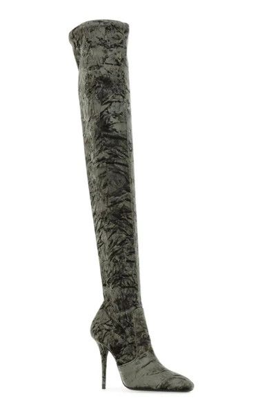 Saint Laurent Paris o1s1wg111024 Talia Boots in Velvet in Green Size US 10.5 / IT 40.5 - 3 Thumbnail