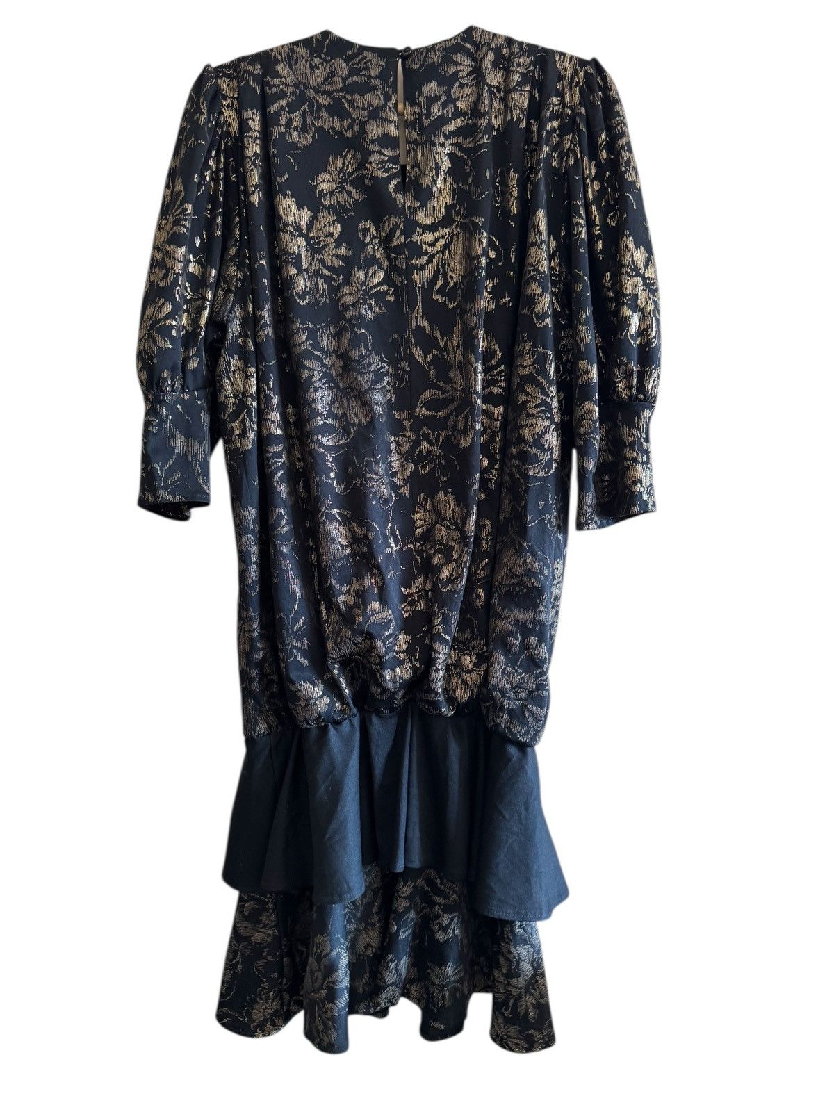 Vintage Vintage 1980s Black & Gold Lurex Brocade Dress – Gatsby / L Size L / US 10 / IT 46 - 7 Thumbnail