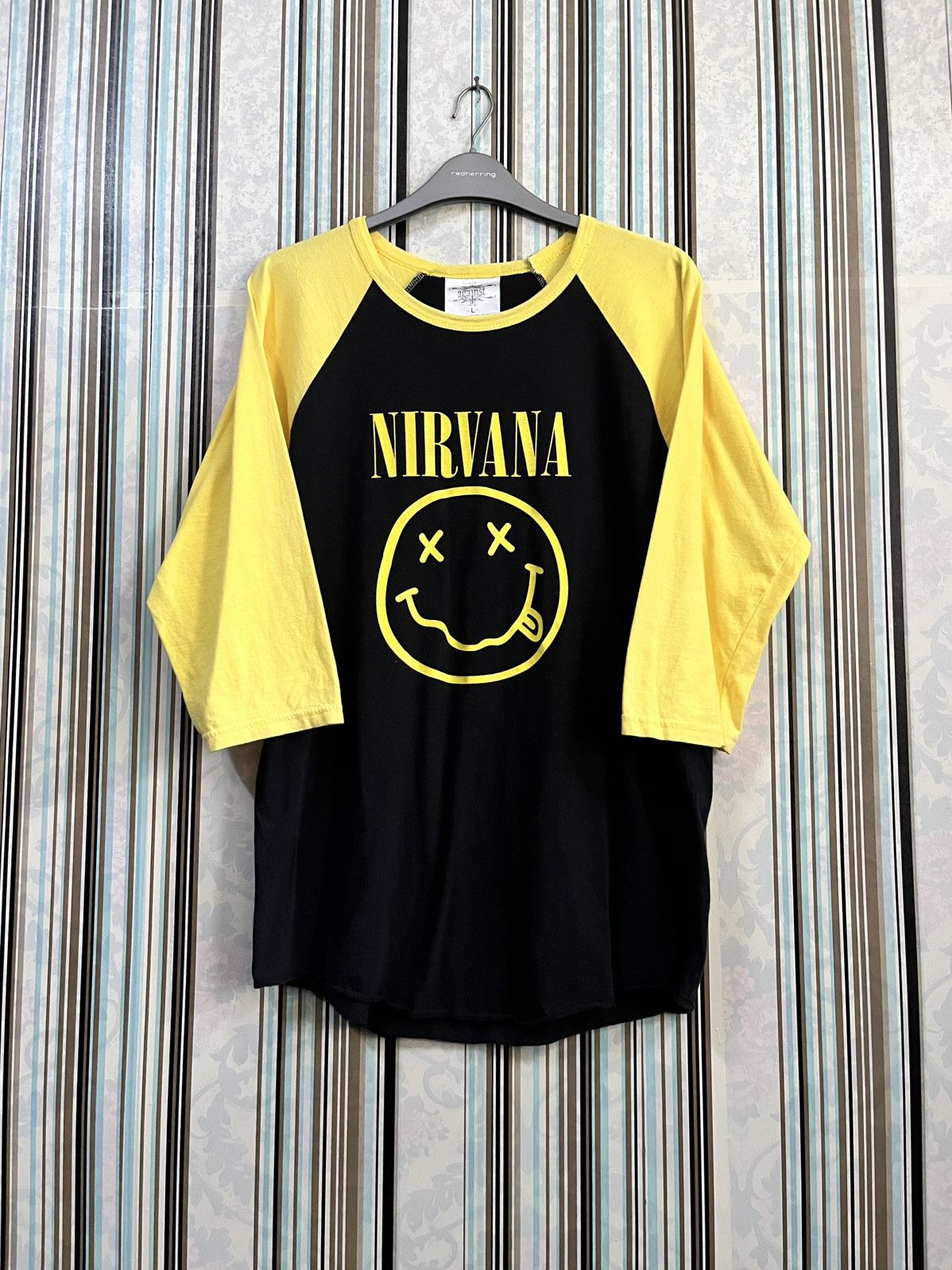 Nirvana 2000s nevermind flyers album smiley raglan #H2 Size US L / EU 52-54 / 3 - 1 Thumbnail