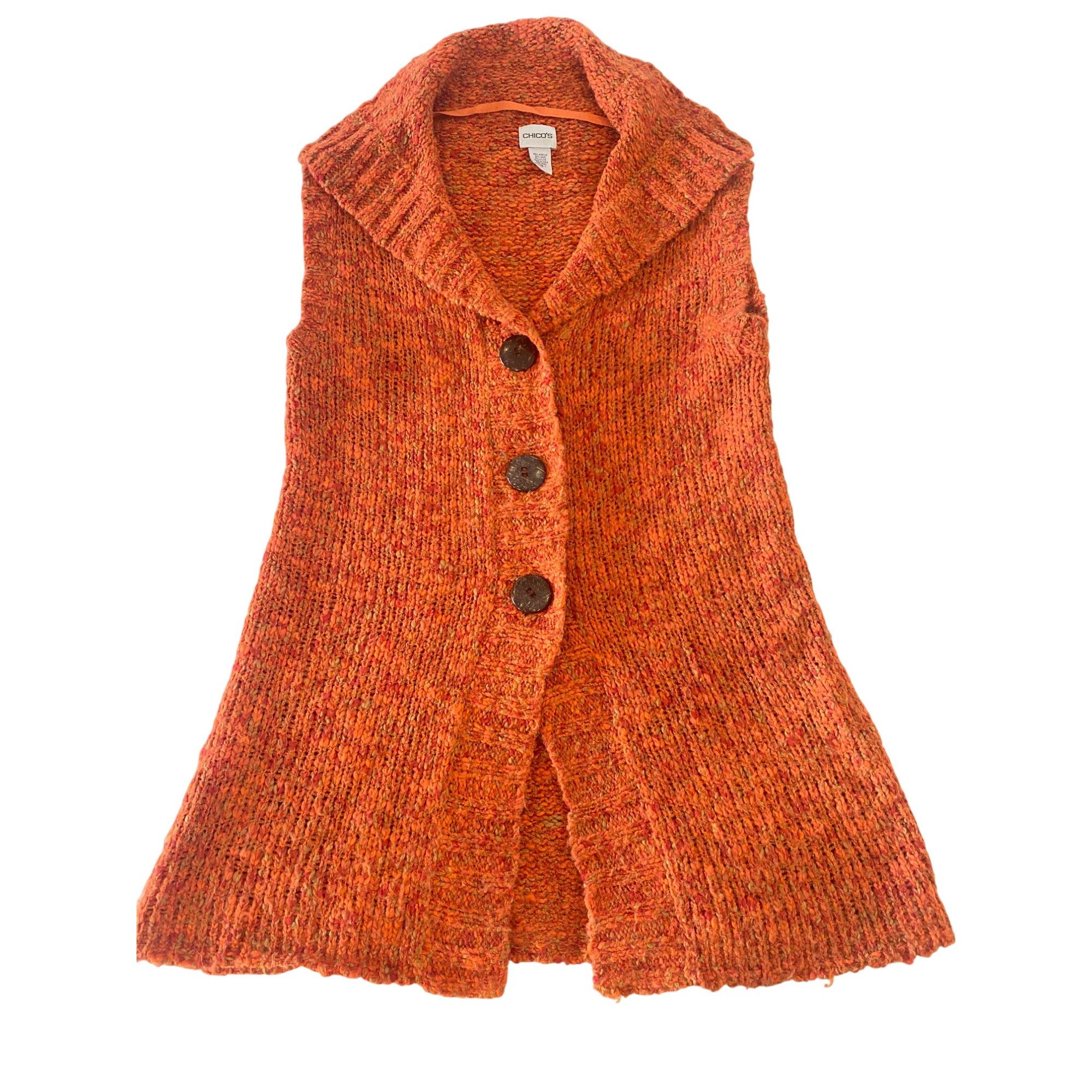 Other Chico's Crochet Long Sweater Cardigan Vest W's M Wool Blend Size M / US 6-8 / IT 42-44 - 2 Thumbnail