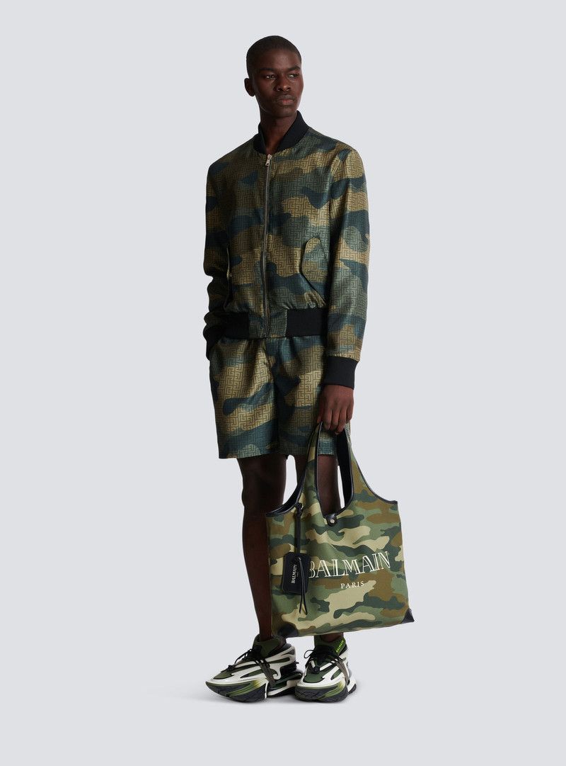 Balmain o1mt1gz0126 Camouflage Shantung Bomber Jacket Military Green Size US L / EU 52-54 / 3 - 2 Thumbnail