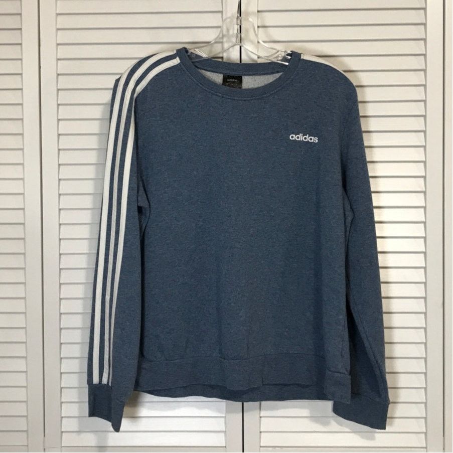 Adidas Adidas Blue 3-Stripes vieCrewneck Long Sleeve Sweatshirt L Size L / US 10 / IT 46 - 1 Thumbnail