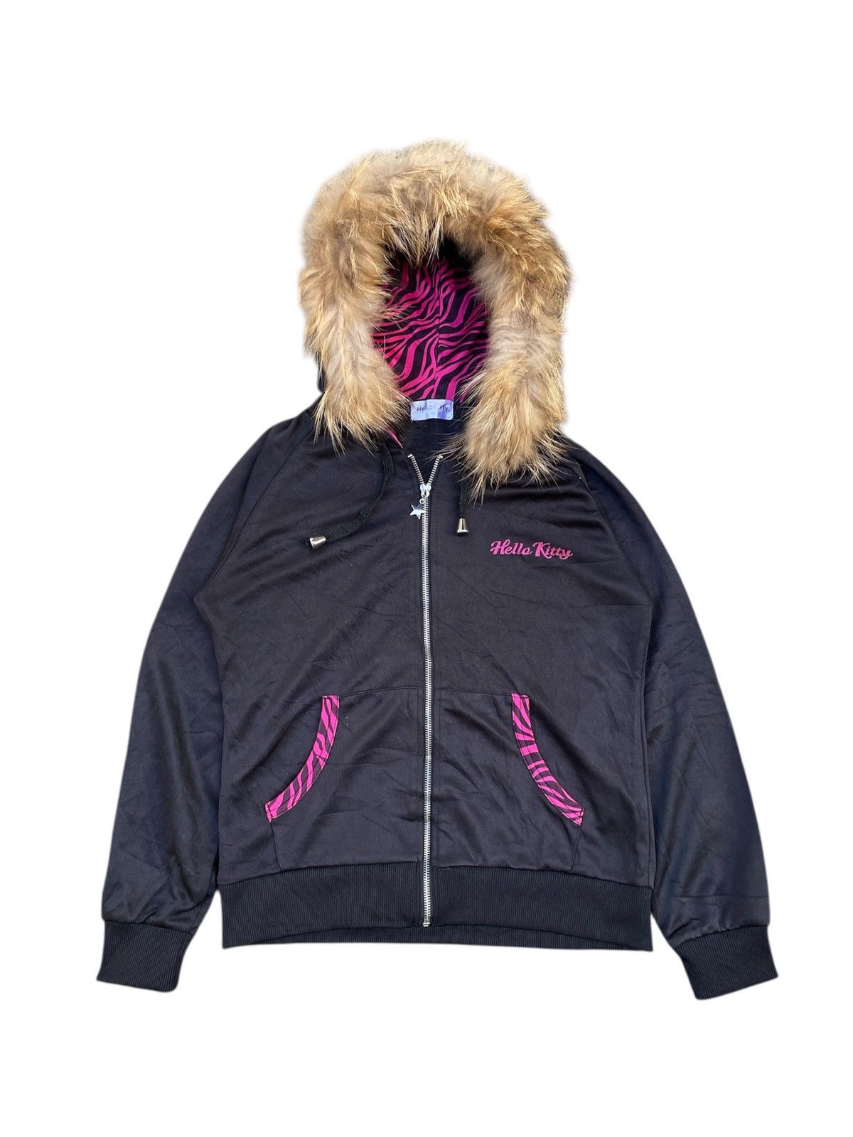 Japanese Hello Kitty Punk Gothic Fur Hoodie