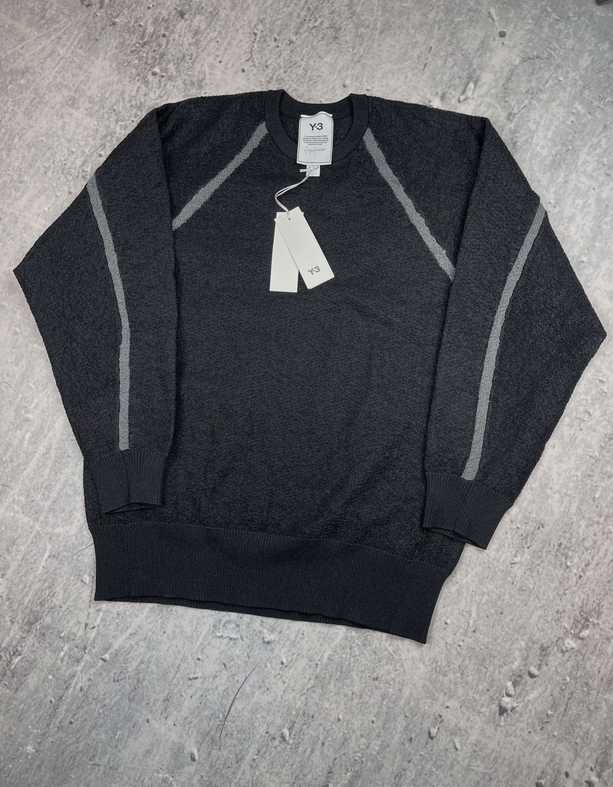Adidas Y-3 Classic Sheer Knit Crew Sweater Carbon big logo