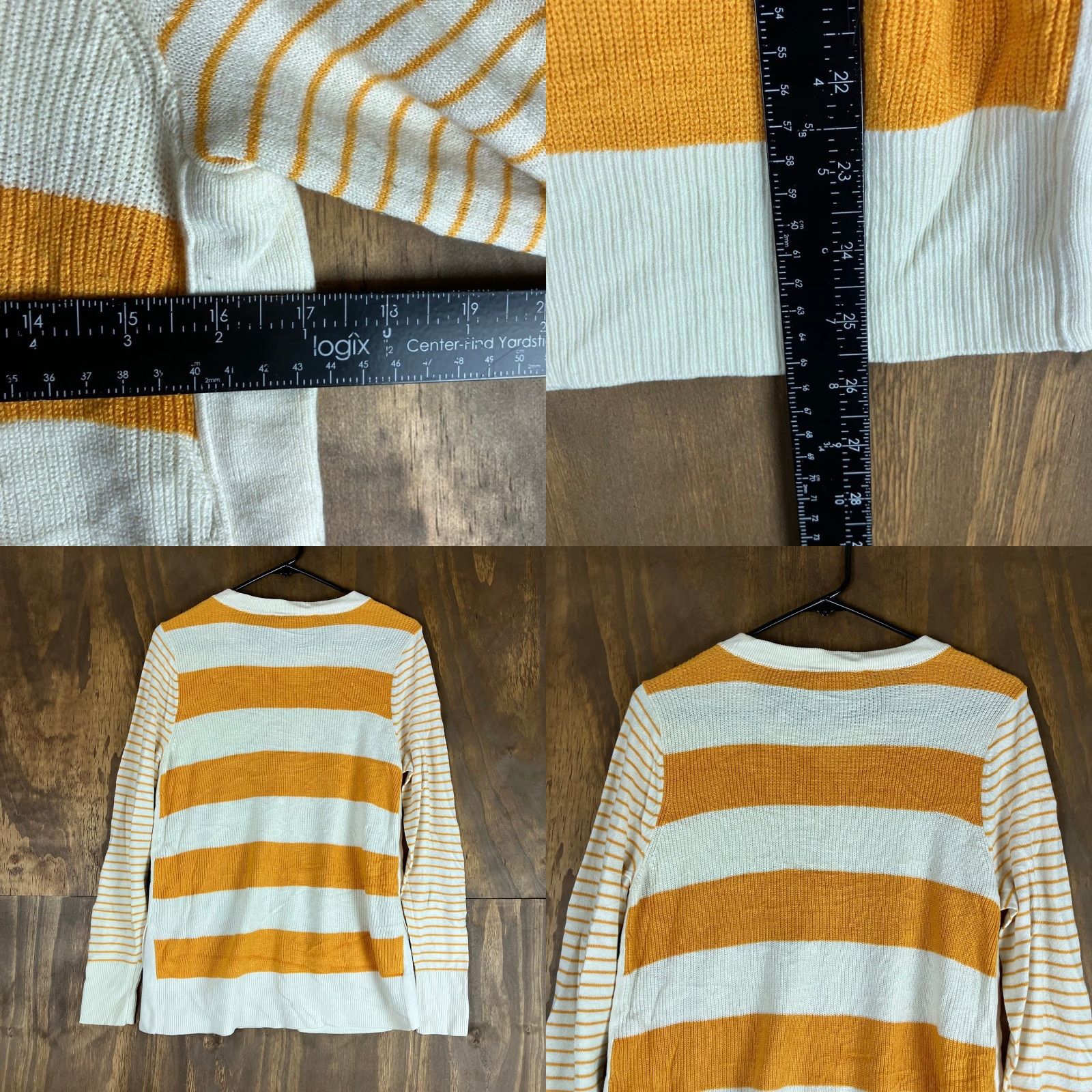 Loft LOFT Womens Sweater White Yellow Striped Crew Neck Long Sleeve Medium Size M / US 6-8 / IT 42-44 - 8 Thumbnail