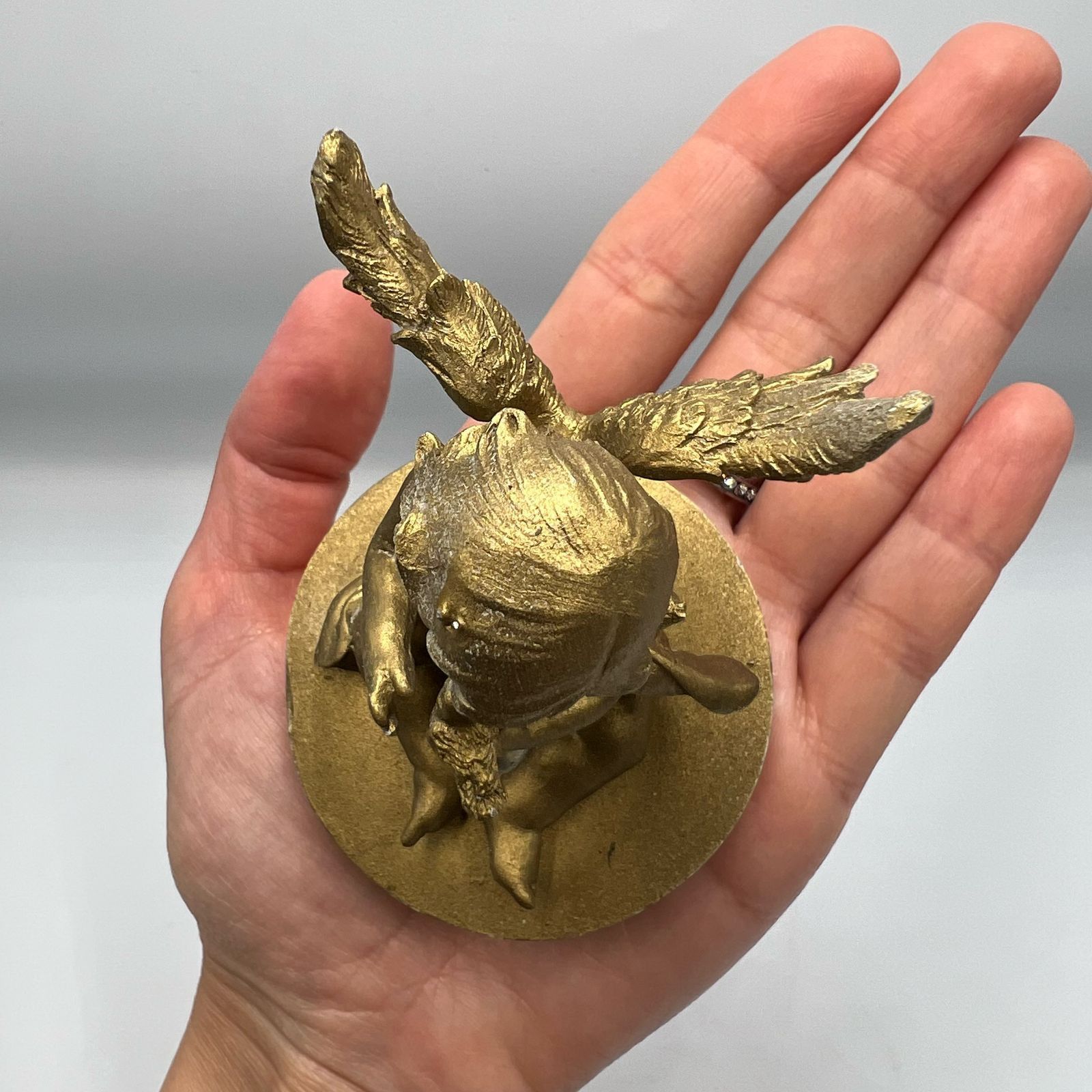 Vintage Vintage Small Angel Baby Figurine Gilded Gypsum Handmade Size ONE SIZE - 5 Thumbnail